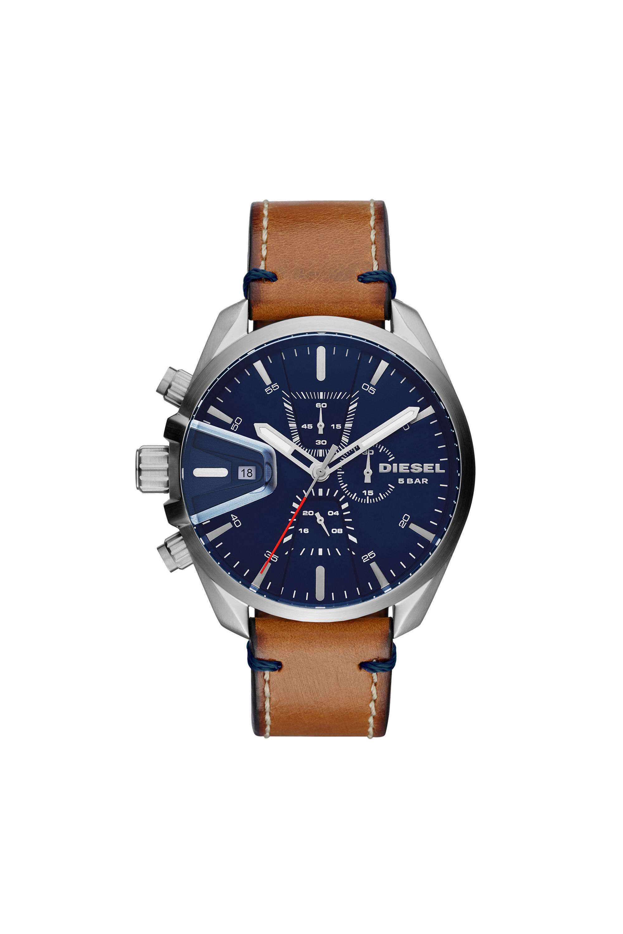 DZ4470 Man MS9 Chrono matte brown watch with blue dial Diesel