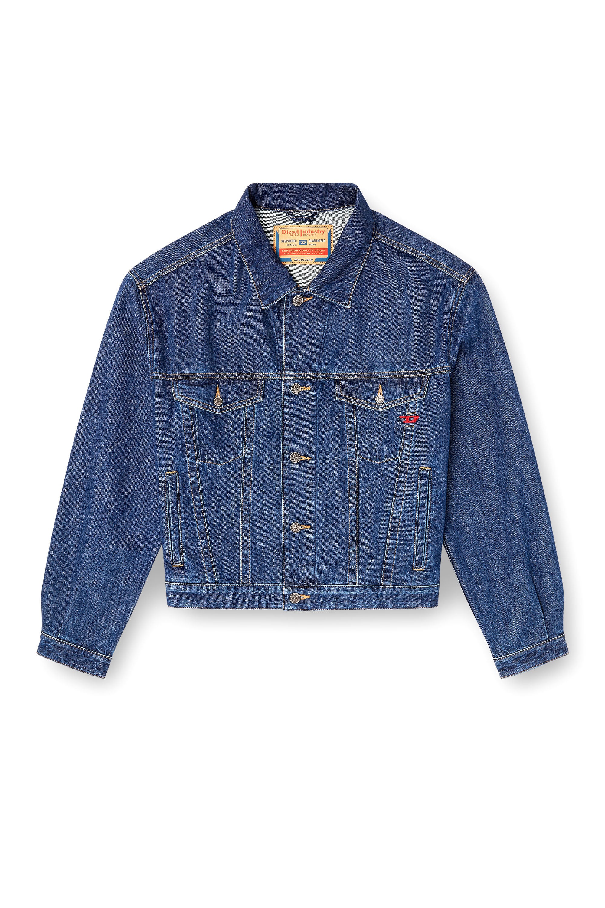 Diesel - D-RANGER, Man's Trucker jacket in denim in Medium blue - 2