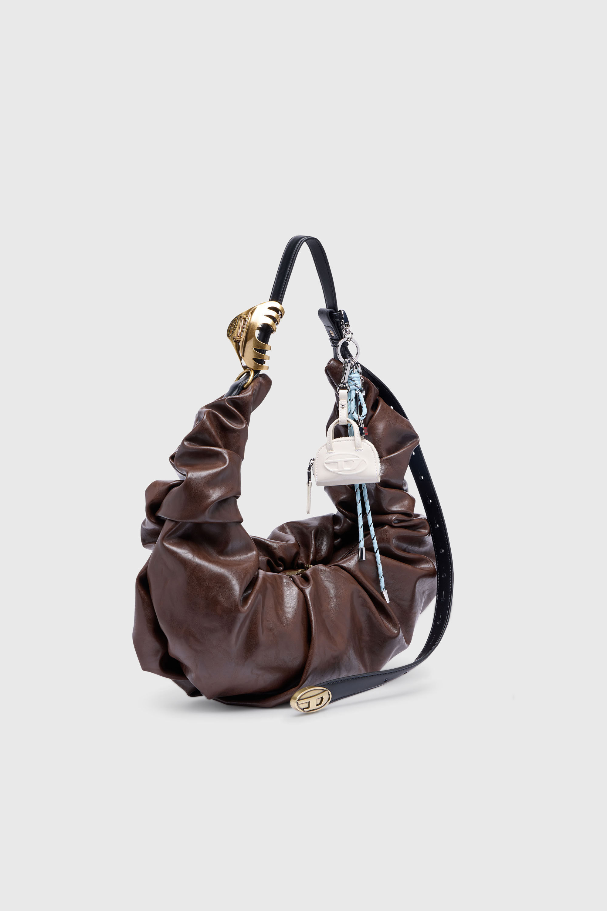 Diesel - GRAB-D HOBO L, Woman's Grab-D-Large scrunched hobo bag in Brown - 7