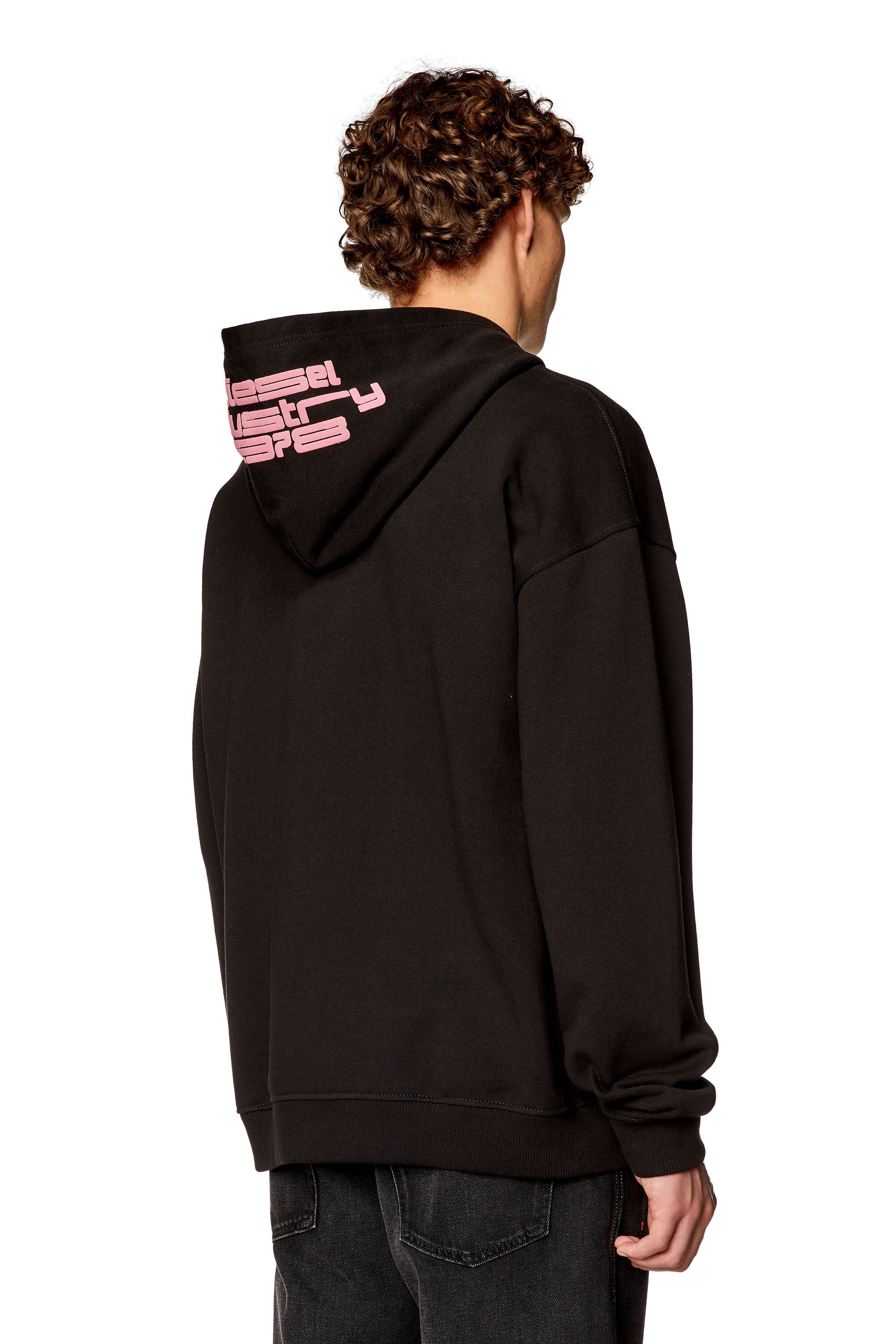 Diesel - S-BOXT-HOOD-N5, Man's Hooded sweatshirt with raw-cut patches in Black - 3