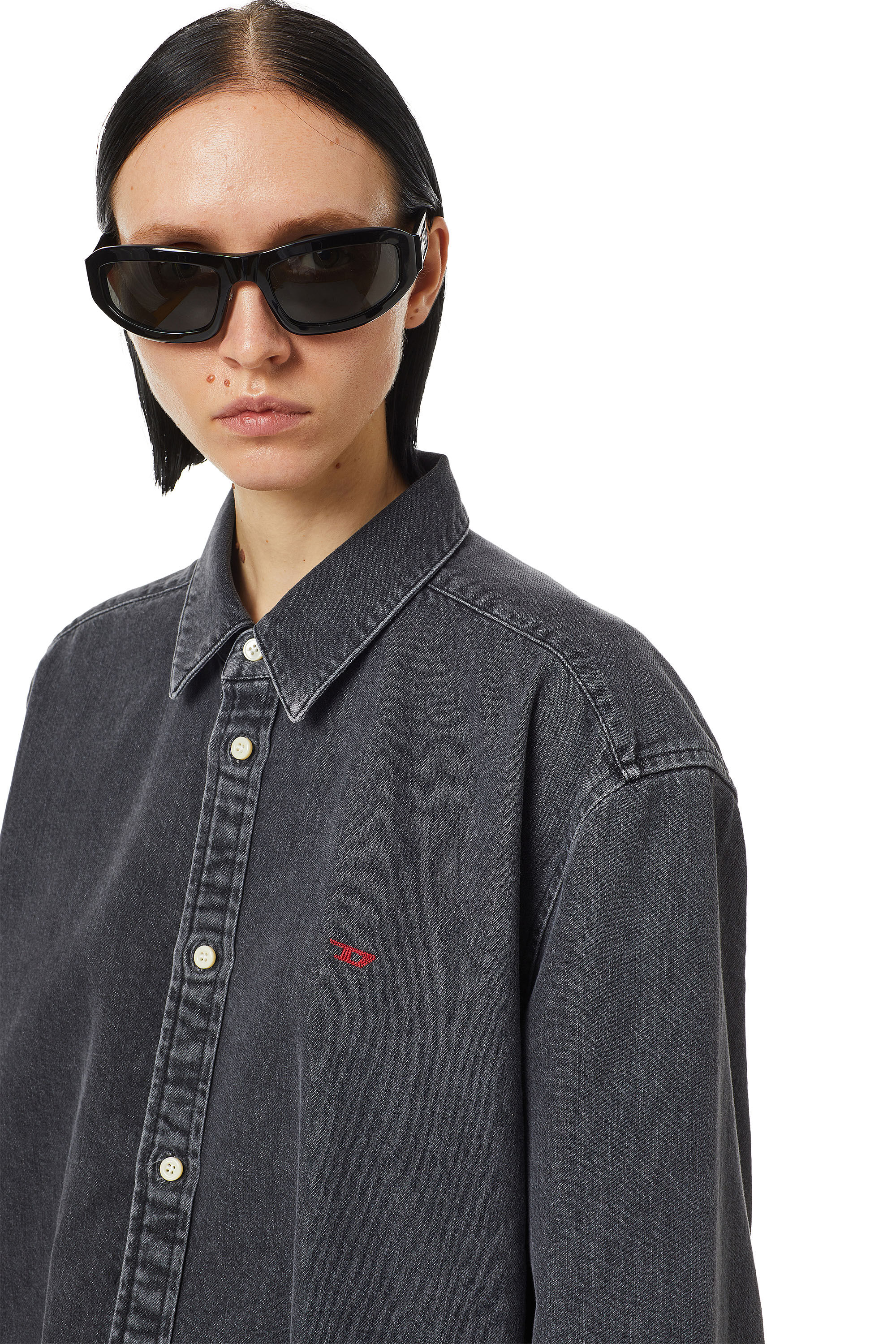 Diesel - DE-BLEX SHIRT DRESS, Black/Dark grey - Image 5