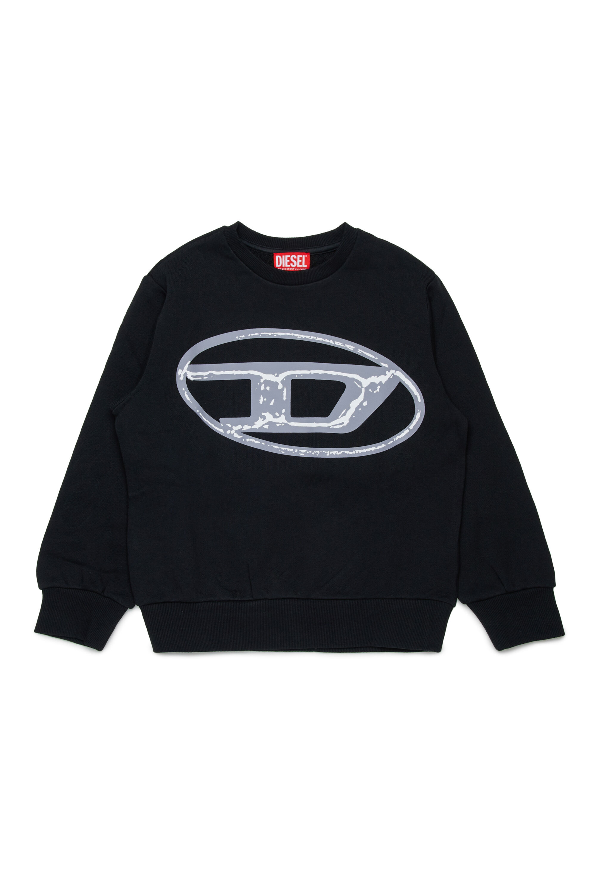 Diesel - SBONNIE OVER, Man's Cotton crewneck sweatshirt with Oval D logo in Black - 1
