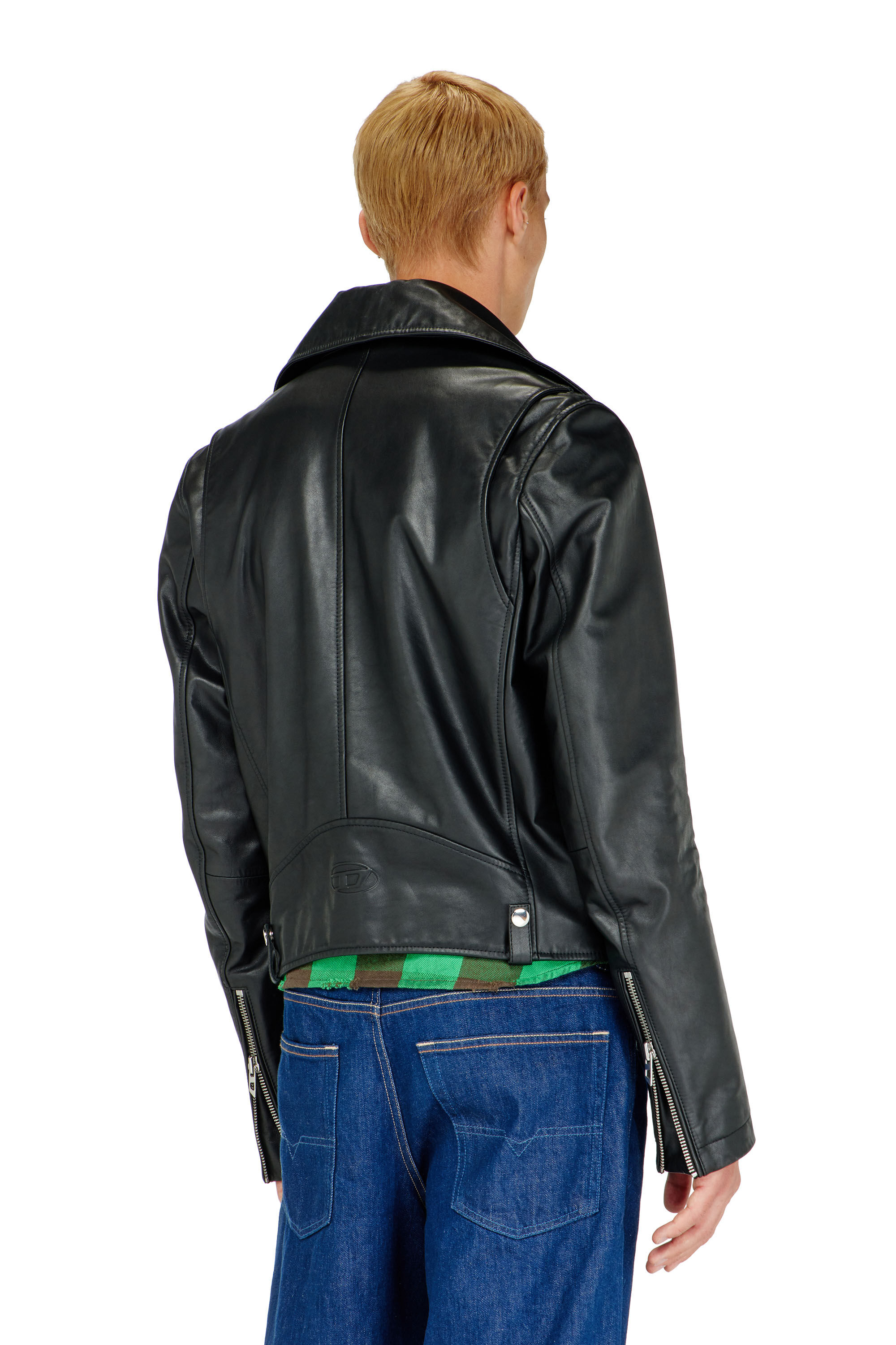 Men's Biker jacket in waxed leather | Black | Diesel SG