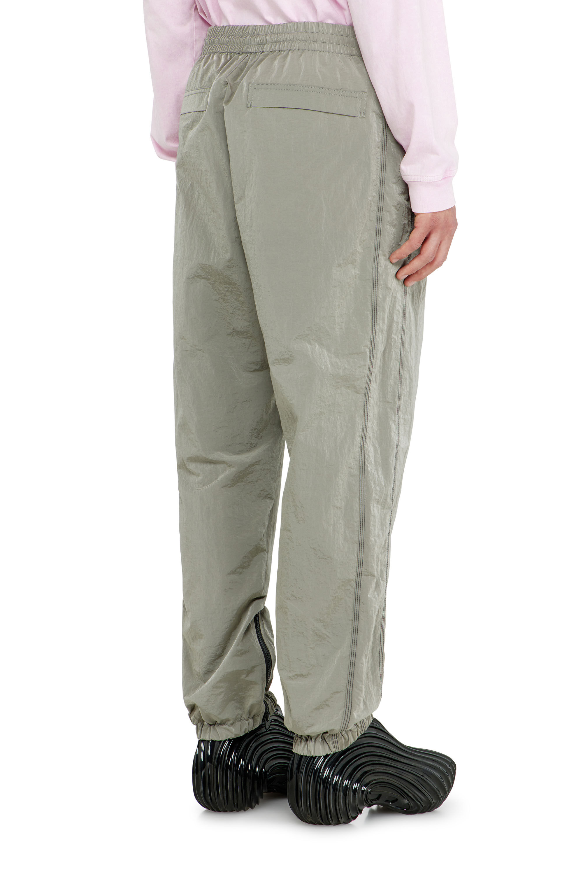Diesel - P-ANOK, Man's Nylon pants with crinkle effect in Light Grey - 4