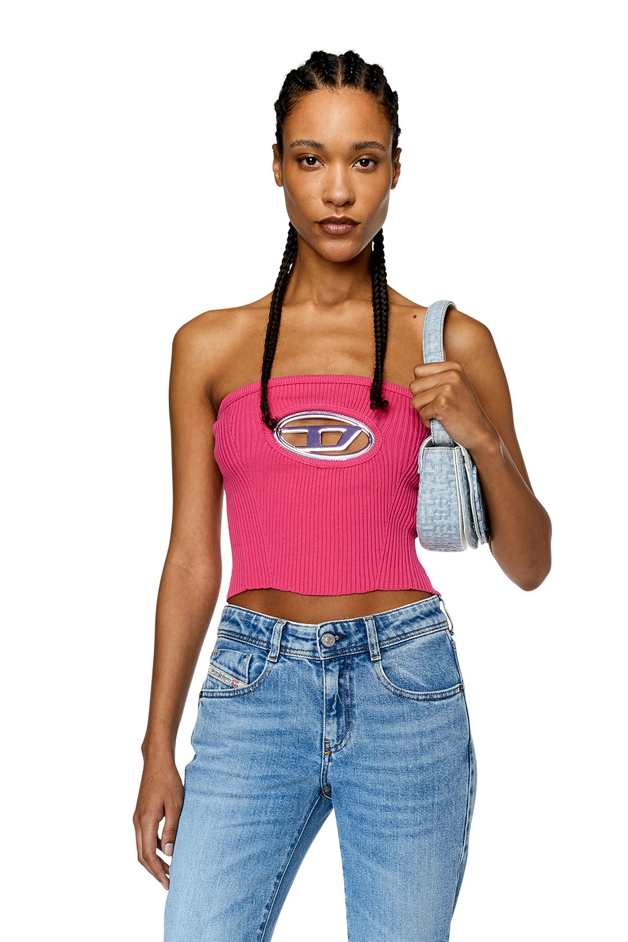 Women's Bandeau top with oval D plaque | Pink | Diesel {{Country}}