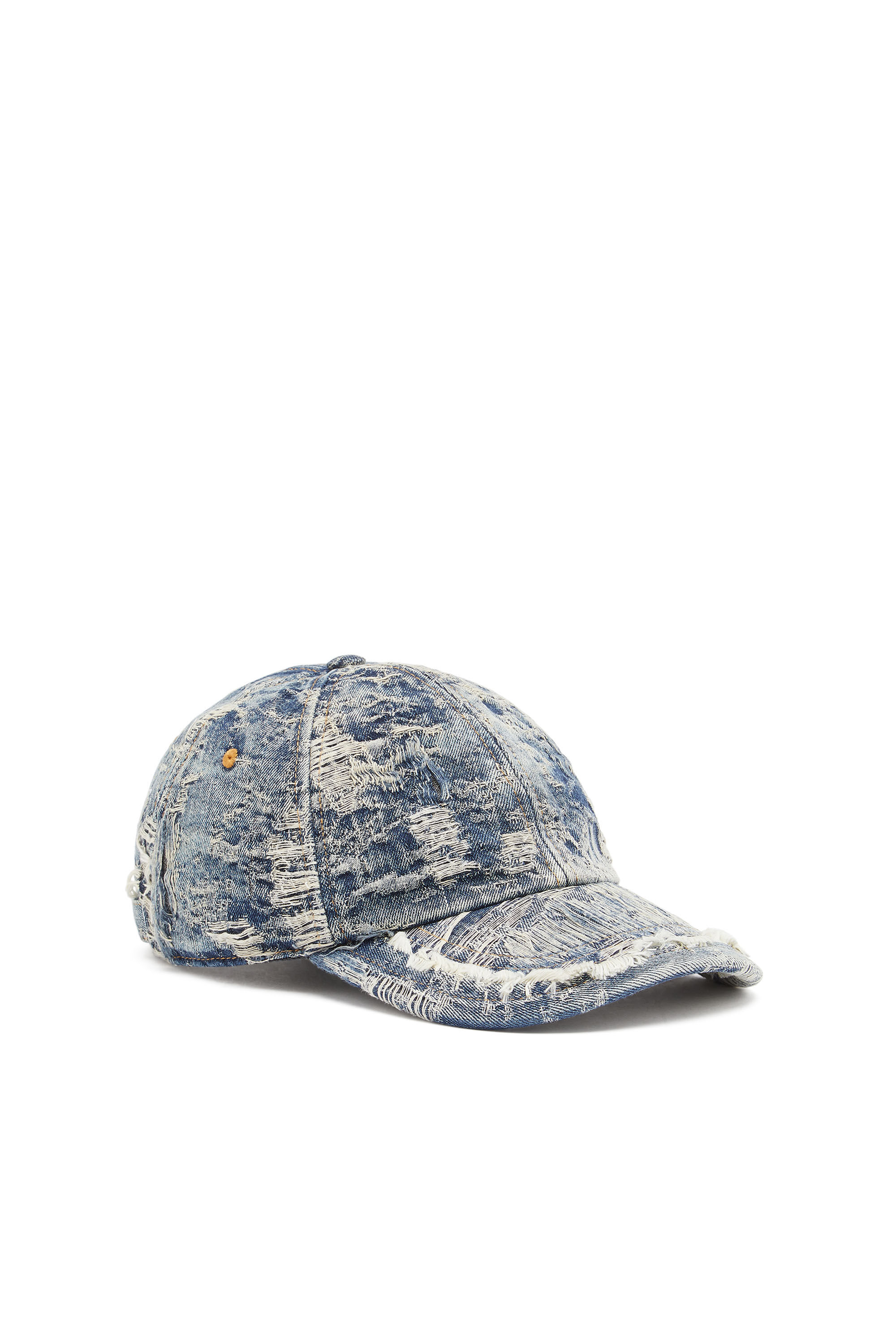 Diesel - C-ARMELO, Man's Baseball cap in distressed denim in Blue - 1