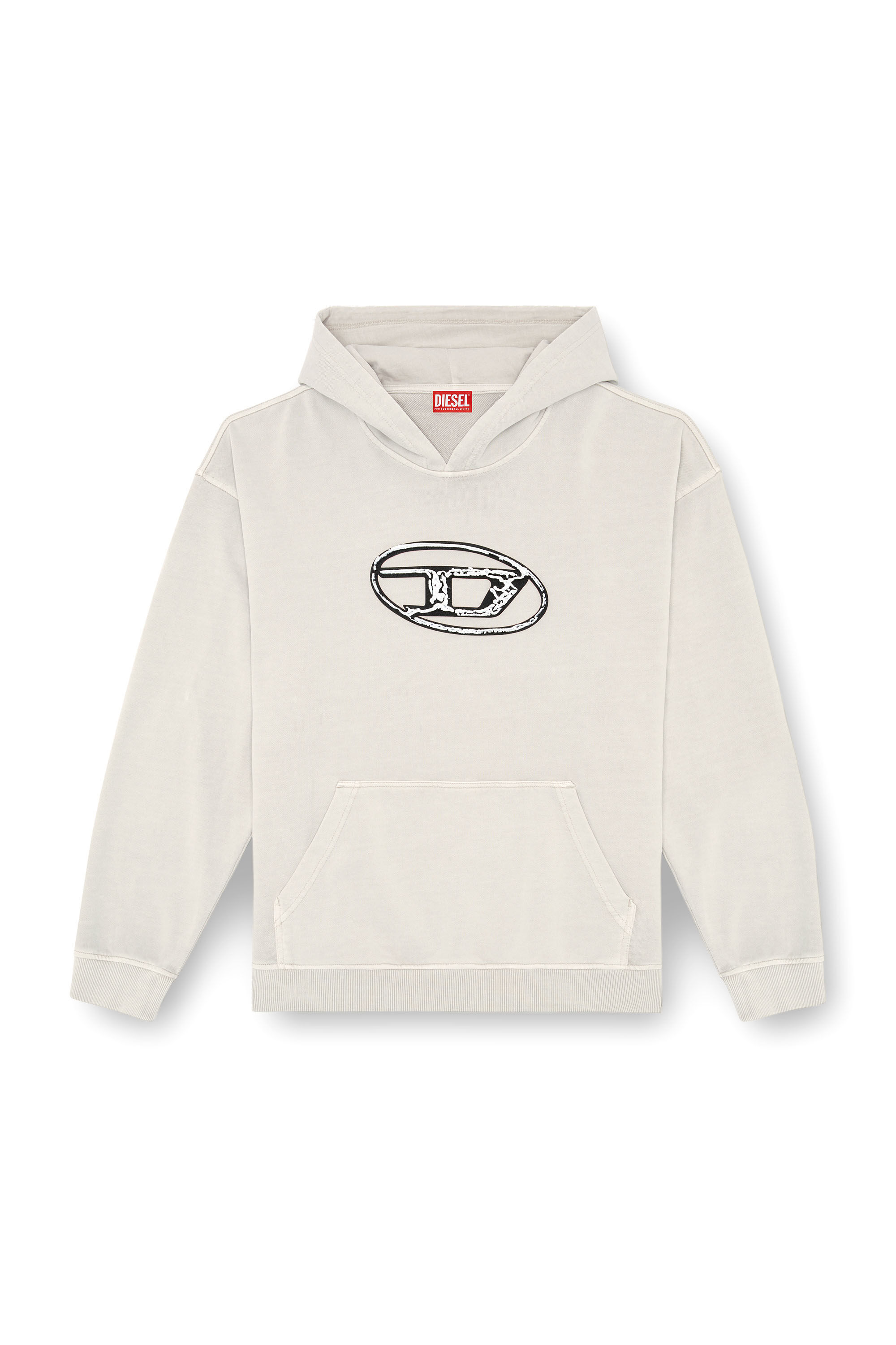 Diesel - S-BOXT-HOOD-Q7, Man's Hoodie with multi-layered logo print in Grey - 2