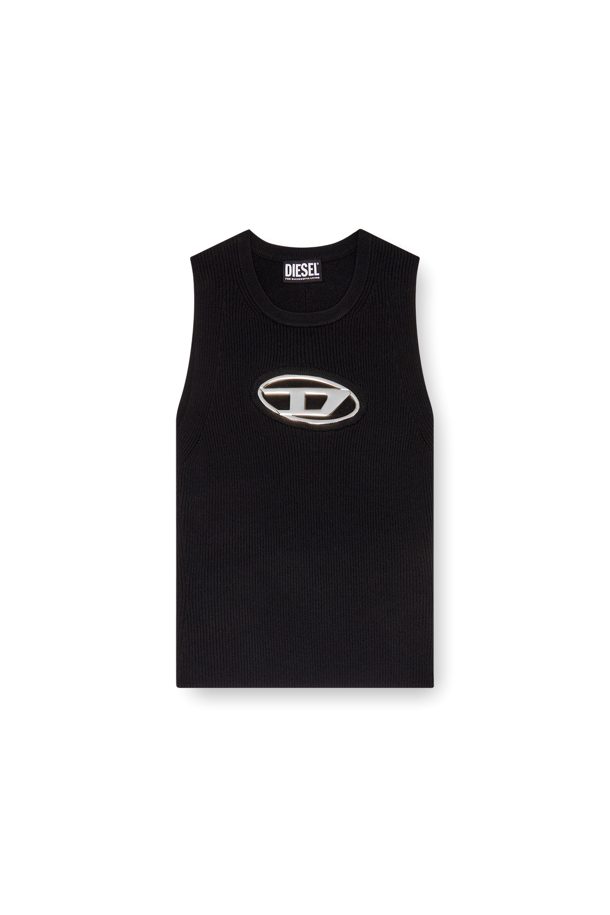 M-ONERVA-TOP Woman: Cut-out knit tank top, D logo plaque