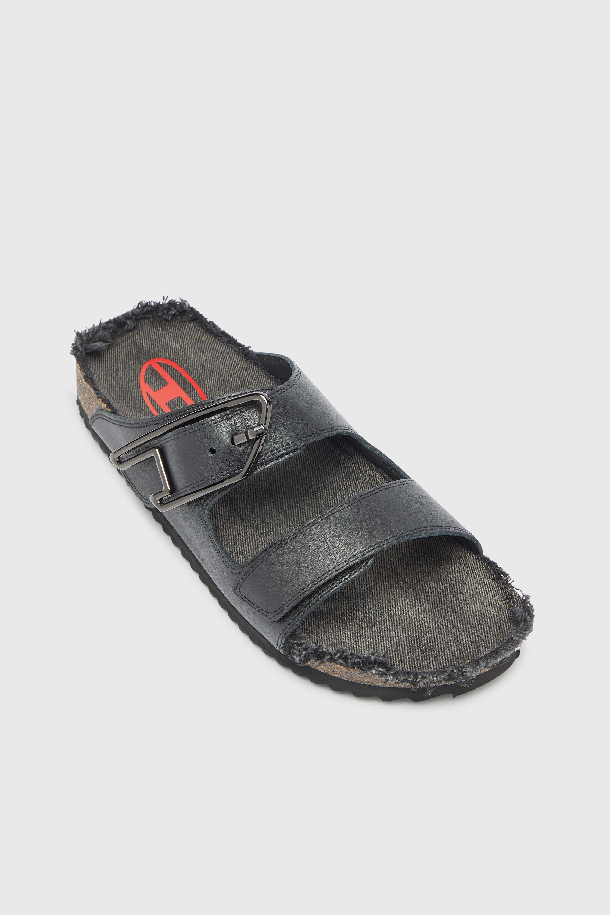 Diesel - D-WOODSTOCK D SANDAL, Man's D-Woodstock - Leather slide with cork footbed in Black - 6