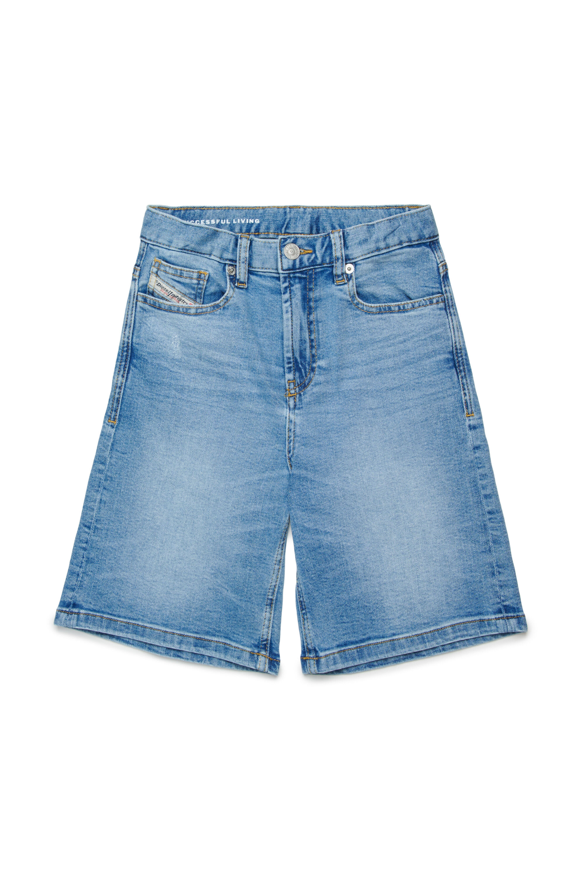 Diesel - D-ARGJX-SHORT-J, Woman's Denim shorts in treated stretch denim in Light Blue - 1