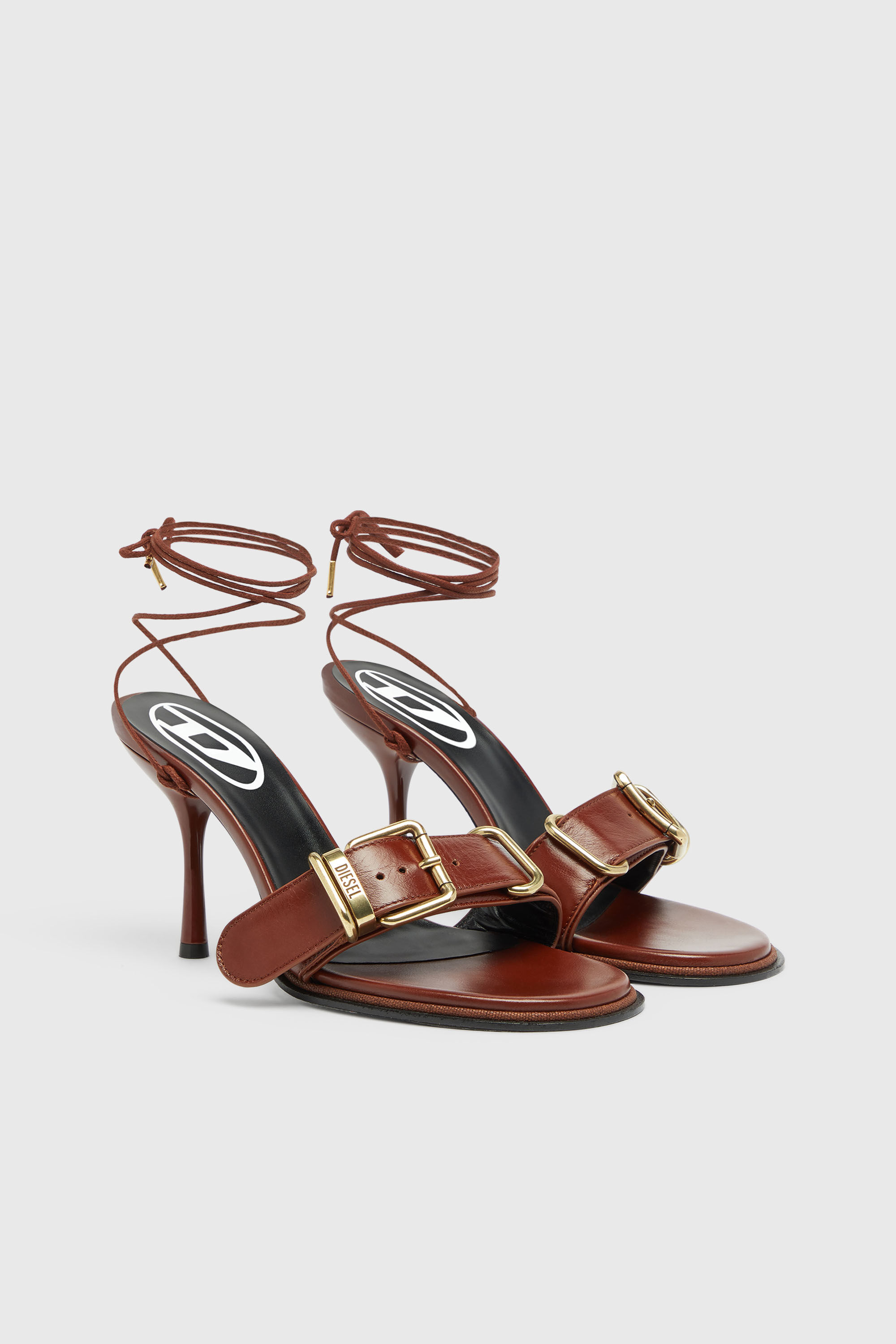 Diesel - D-COCCO-90-SA, Woman's D-Cocco-Ankle-wrap sandals in leather in Brown - 2