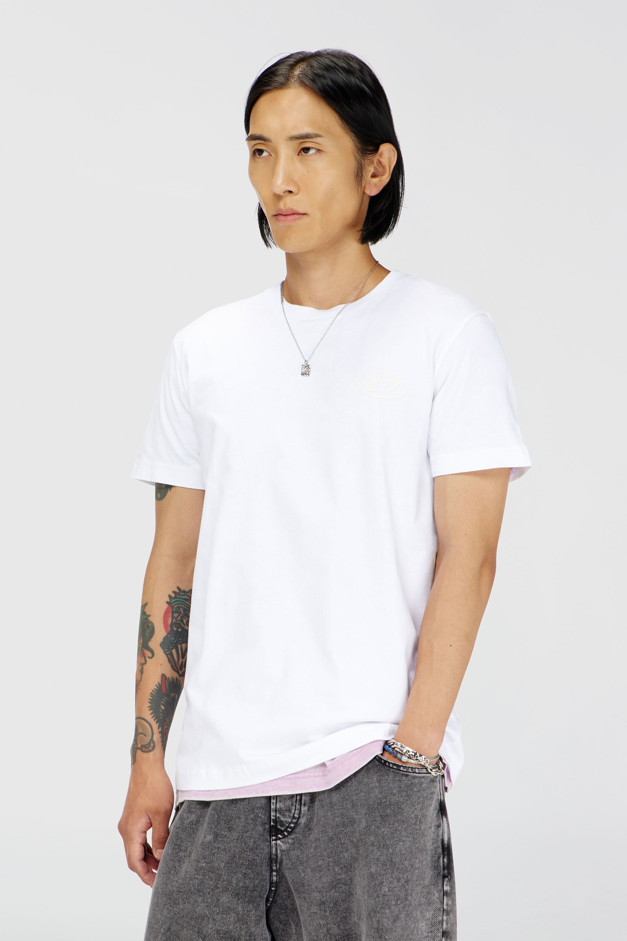 Diesel - T-DIEGO-T92, Man's Cotton T-shirt with Oval D logo in White - 3