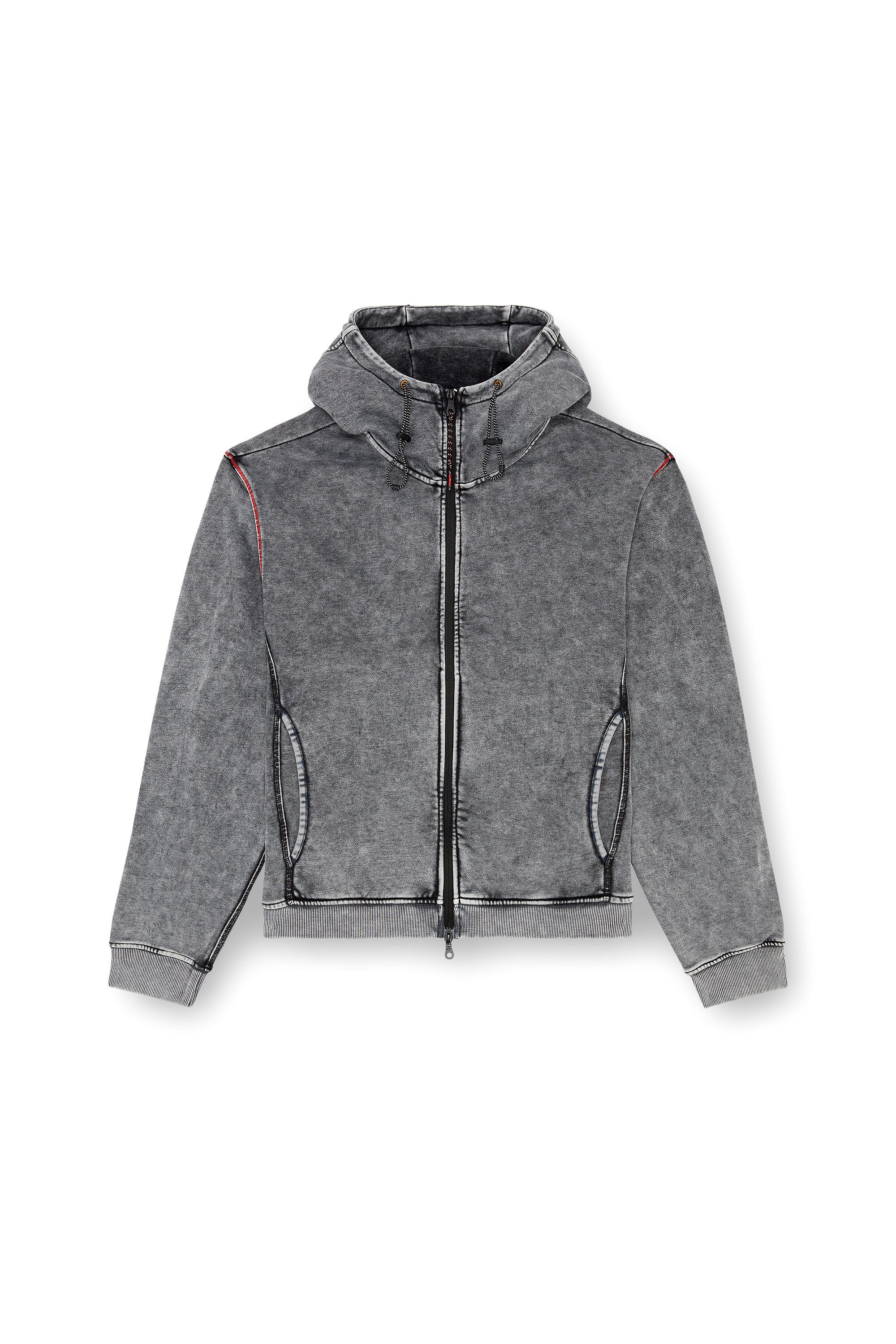 Diesel - AMST-TRANE-HT48, Man's Faded hoodie with zip back in Grey - 2