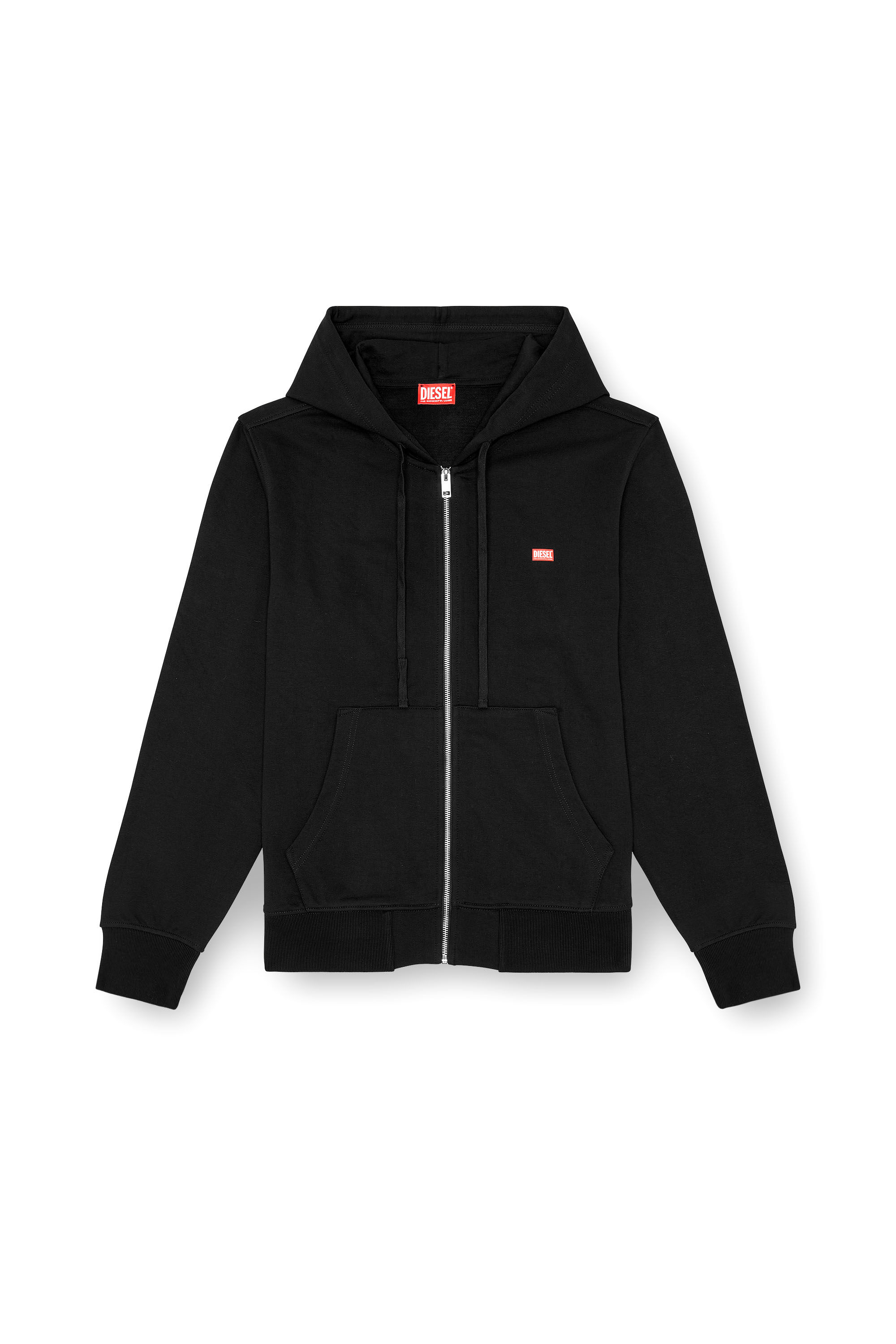 Diesel - S-GINN-HOOD-ZIP-K13, Man's Zip hoodie with Diesel label transfer in Black - 2