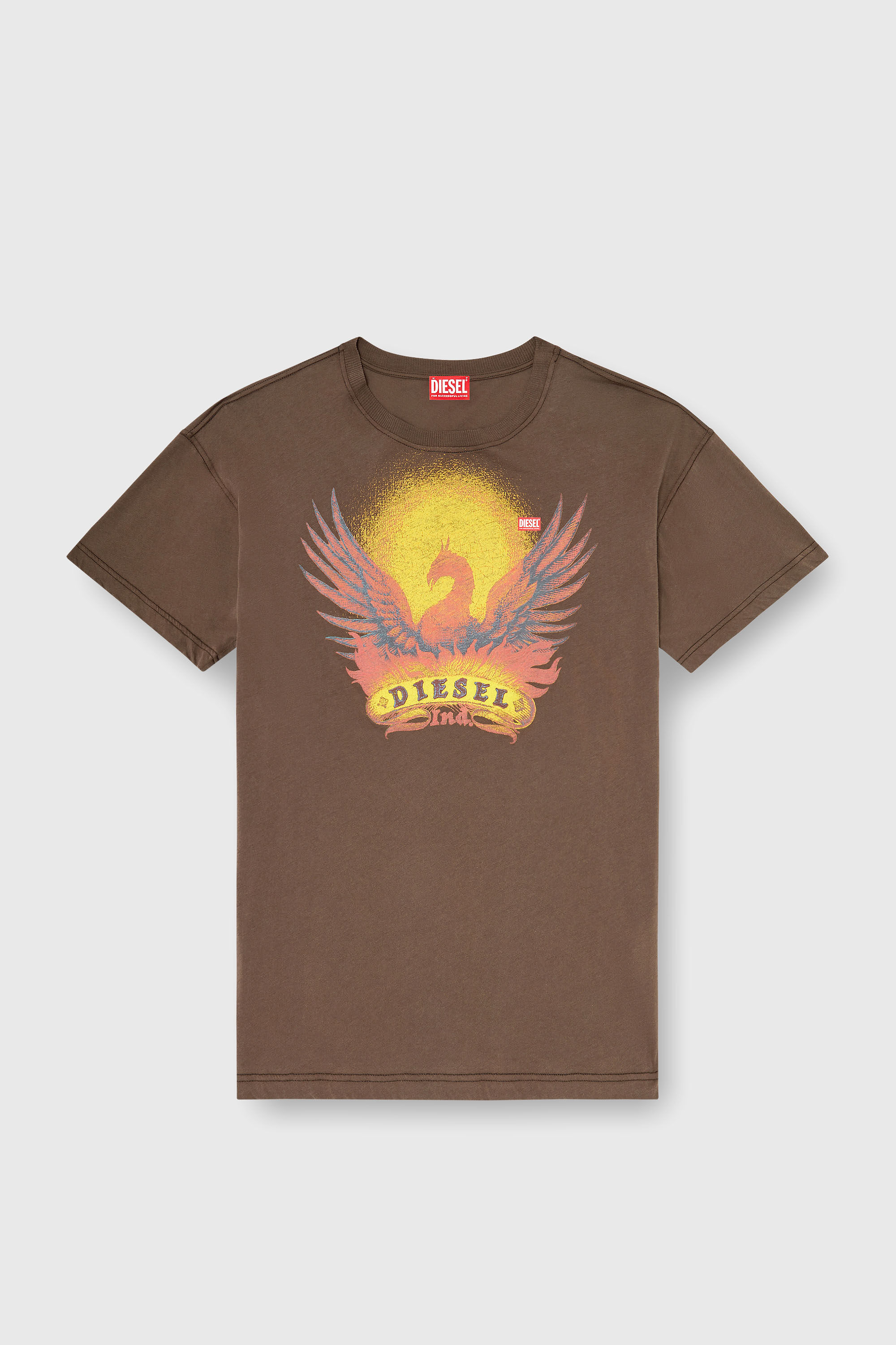 Diesel - T-NORM-AA1, Man's Regular T-shirt with Phoenix print in Brown - 2