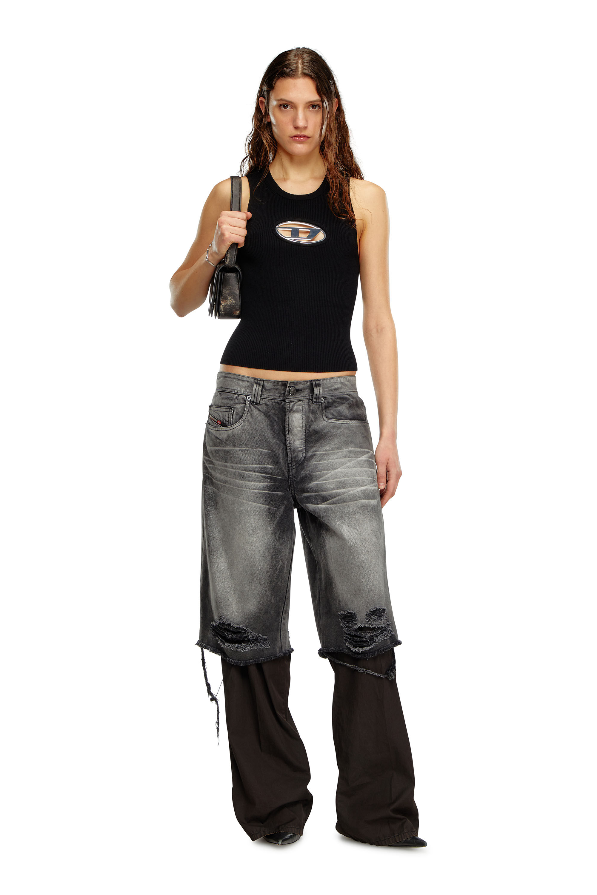 diesel M-Onerva-Top タンクトップ M-ONERVA-TOP Woman: Cut-out knit tank top, D logo plaque | Diesel