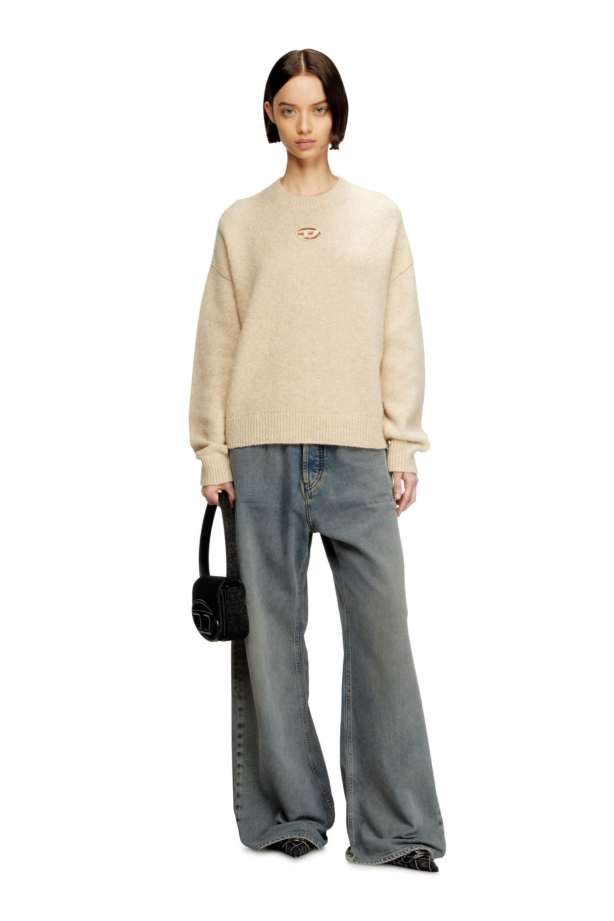 Diesel - 1DR, Woman's 1DR-Iconic shoulder bag in washed denim in Black - 1