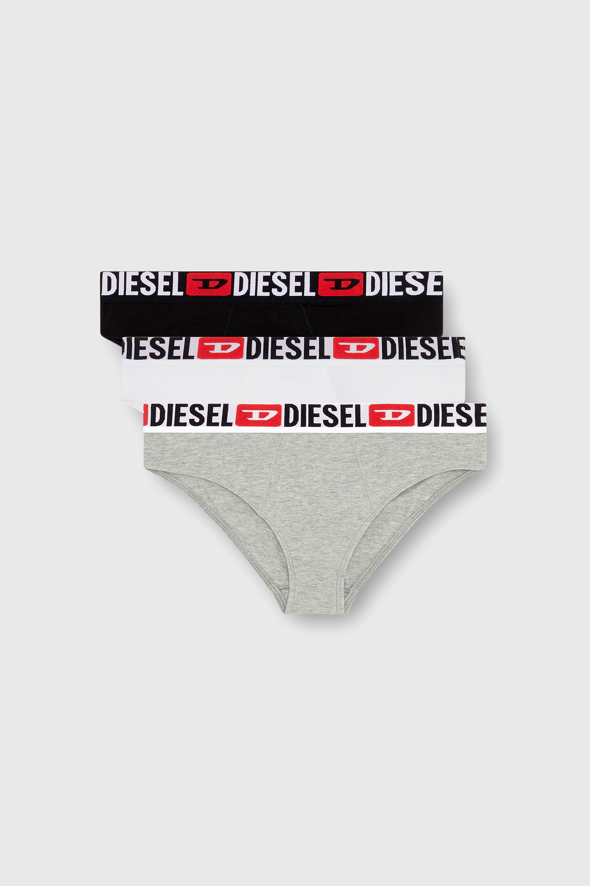 Diesel - UFPN-BLANCA-R-THREEPACK, Woman's Three-pack ribbed high-waisted briefs in Grey/White - 1