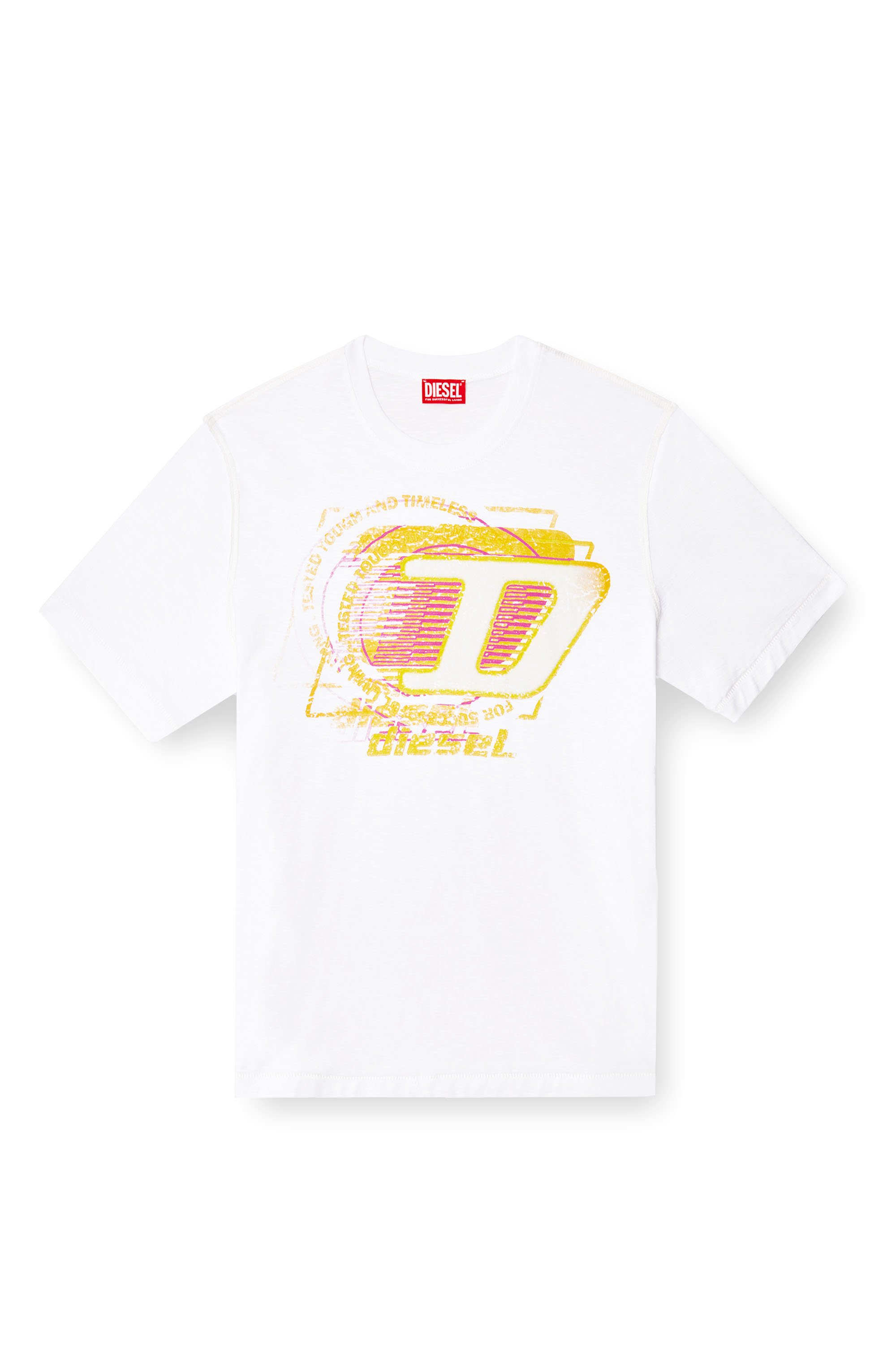 Diesel - T-ADJUST-R11, Man's Slub cotton T-shirt with flocked logo in White - 3