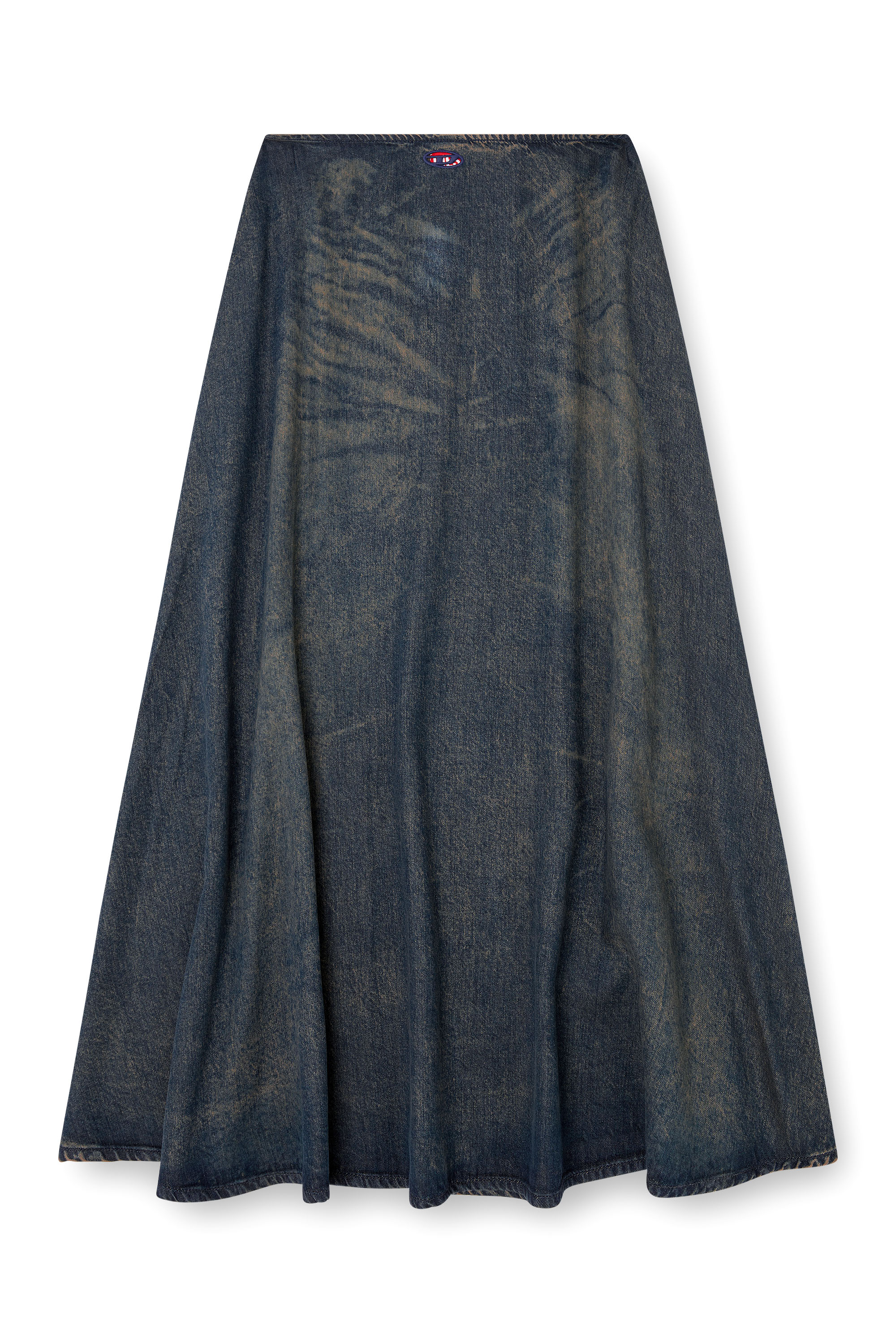 Diesel - DE-ANNIE-S, Woman's Full skirt in fluid dirt-effect denim in null - 3