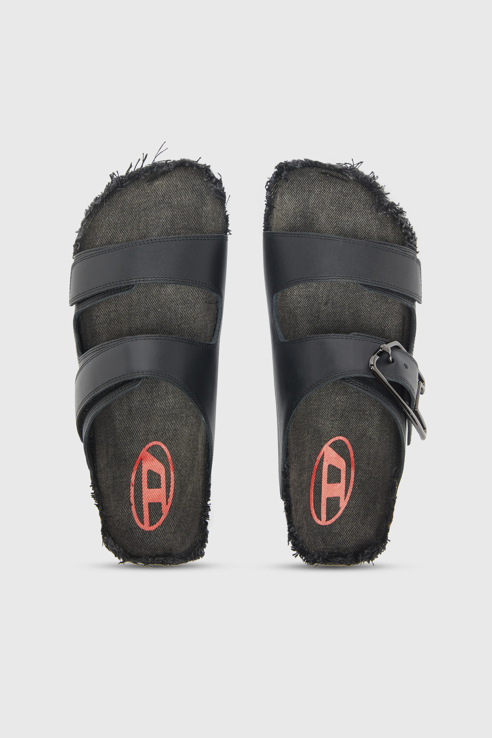 Diesel - D-WOODSTOCK D SANDAL, Man's D-Woodstock - Leather slide with cork footbed in Black - 4