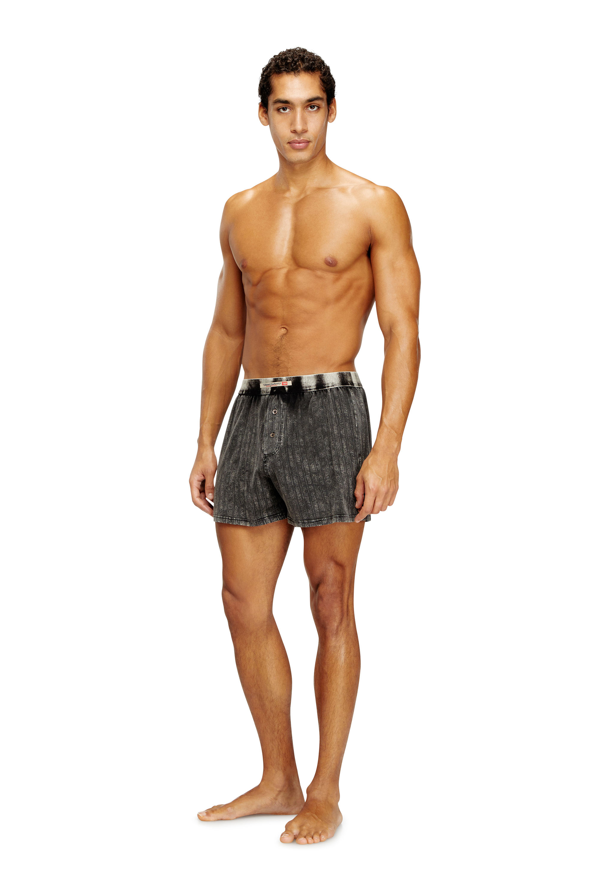 Diesel - STARK-DNM, Man's Long cotton boxers with pinstripe denim effect in null - 1