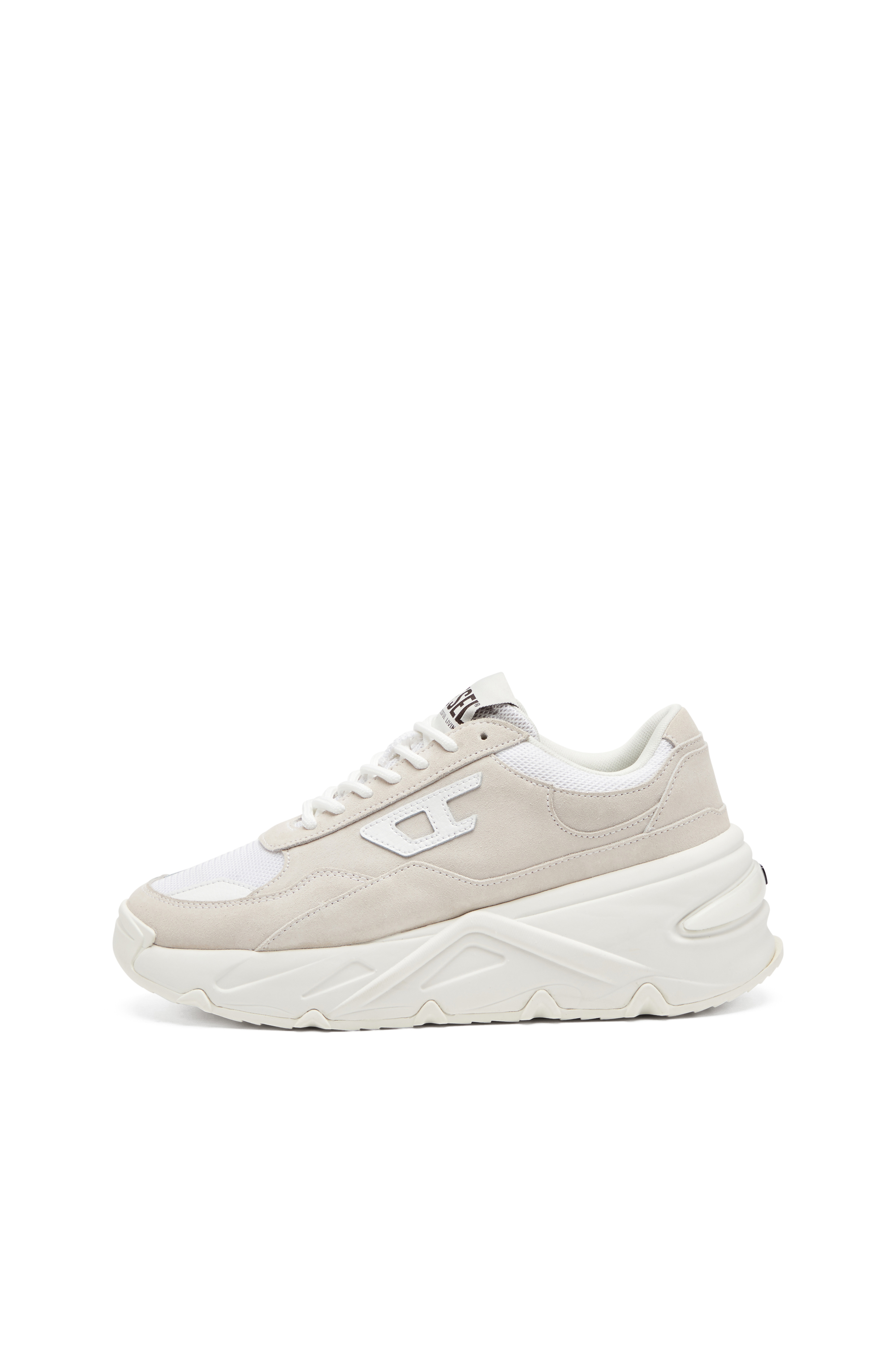 Diesel - S-SAVANNAH W, Woman's S-Savannah-Platform sneakers in suede and mesh in White - 7