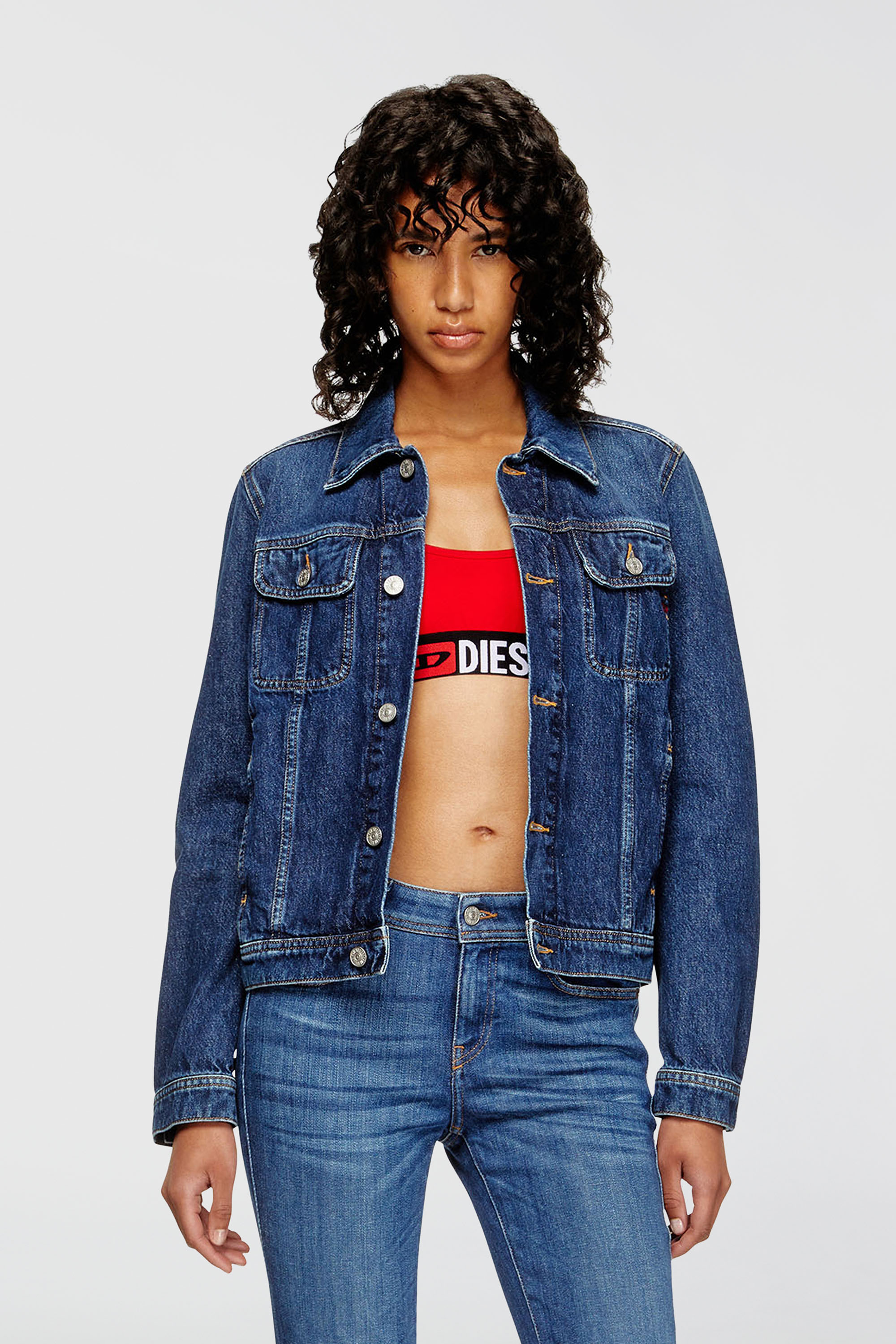 Diesel - UFSB-ORIBA, Woman's Cotton bralette with logo in Red - 1