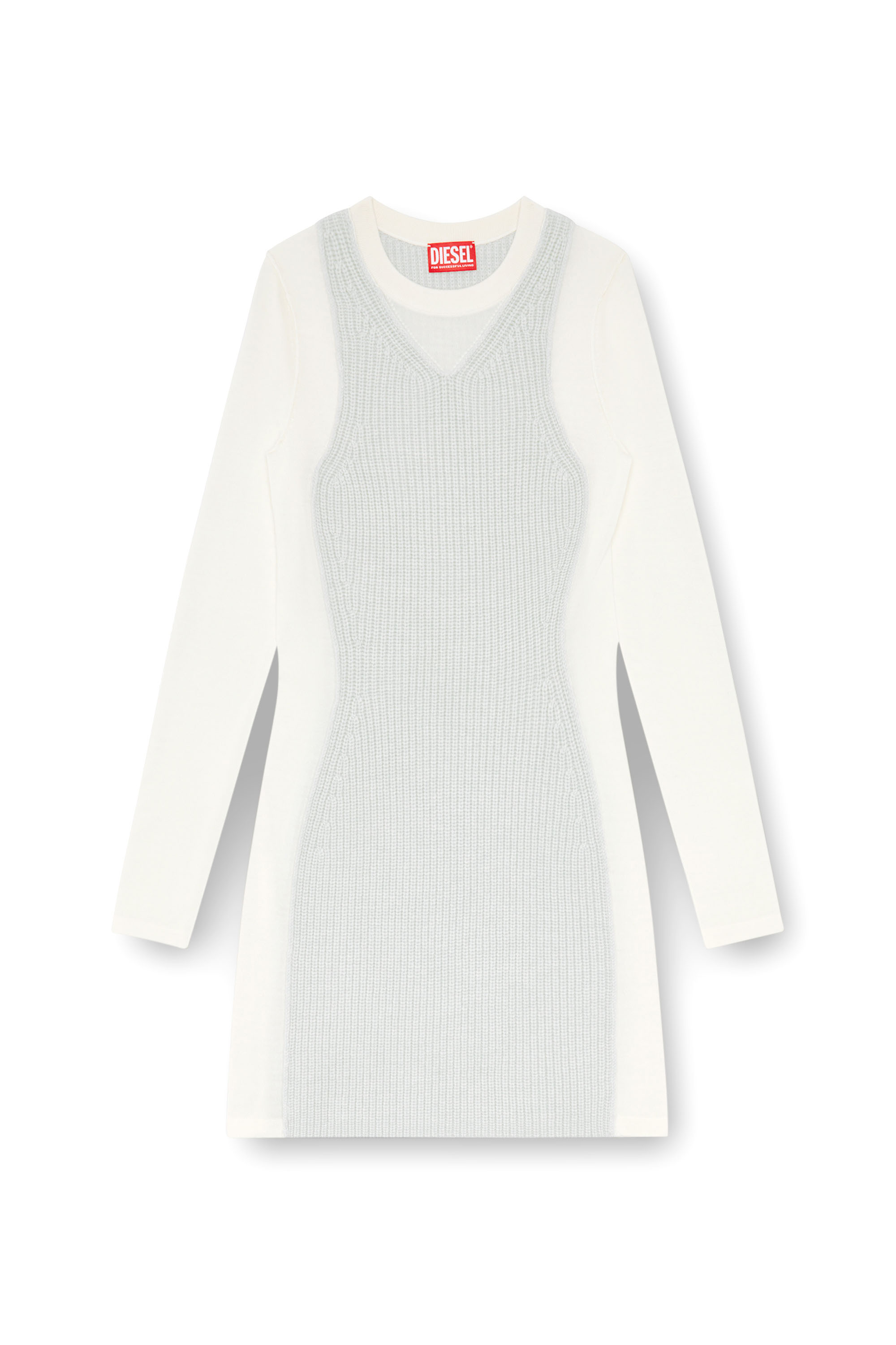 Diesel - M-ARENA, Woman's Short knit dress with layered effect in White - 2