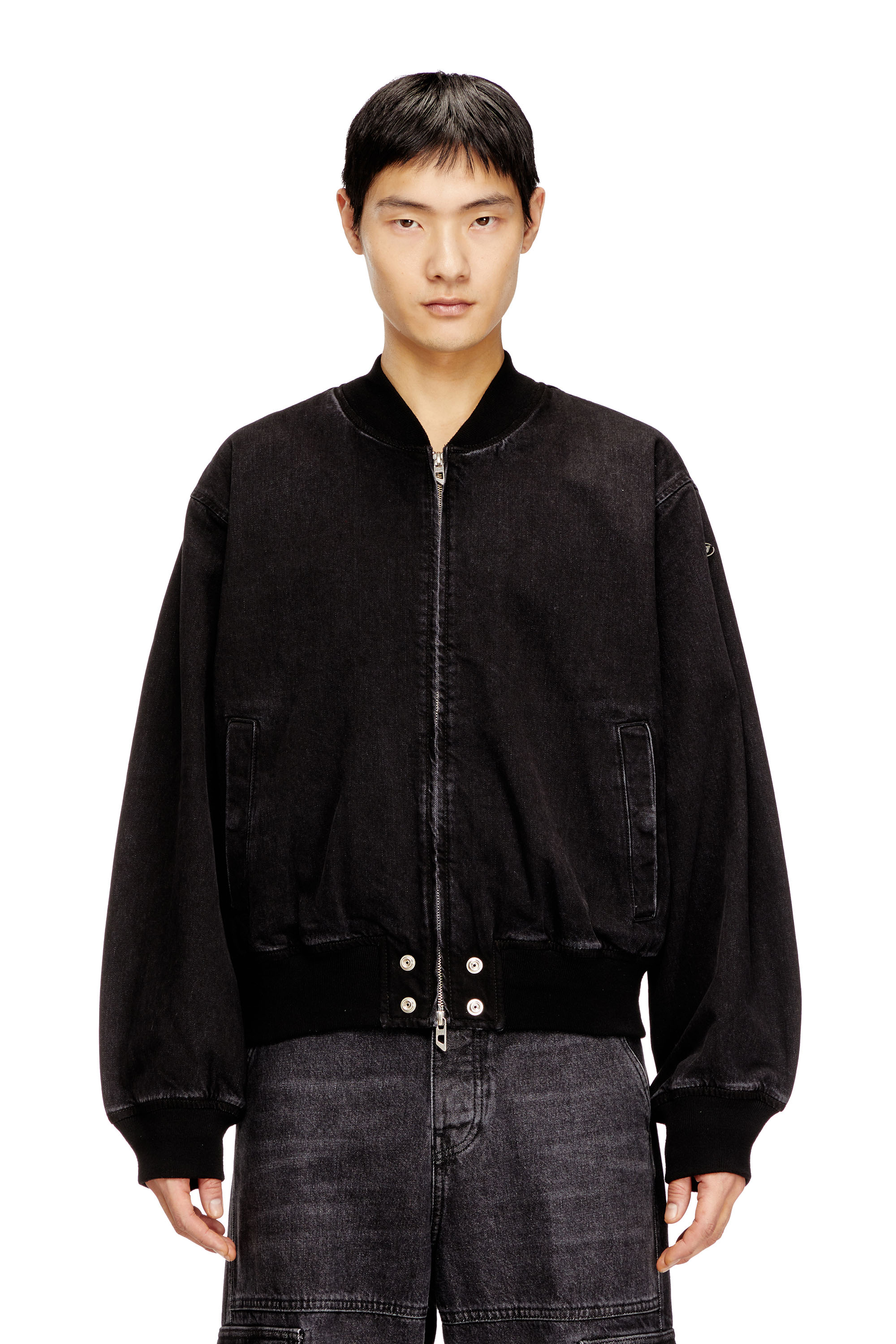 Diesel - D-GUZ, Unisex's Bomber jacket in denim in Black - 1