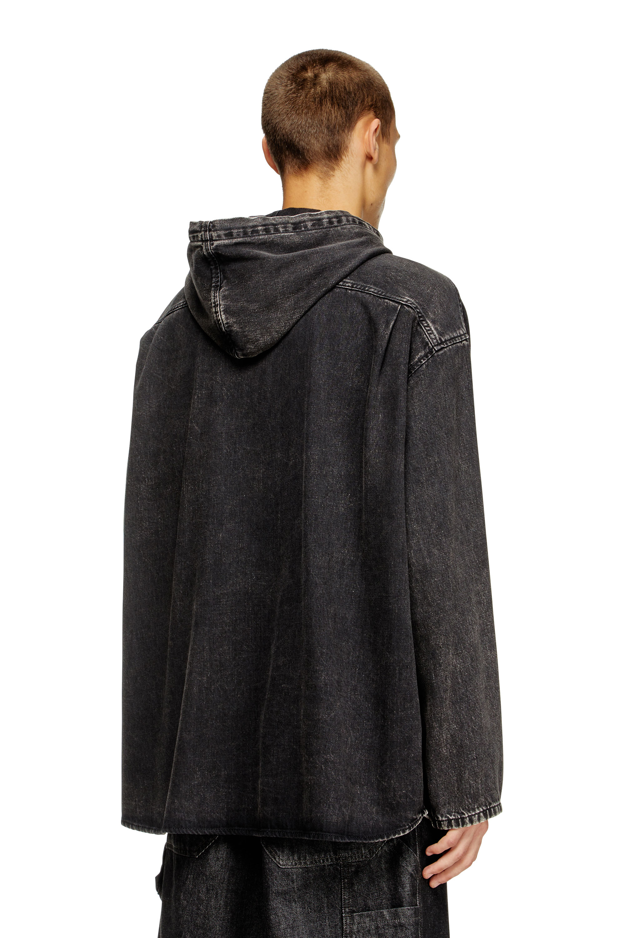 Diesel - D-DEWNY-HOOD, Man's Hybrid shirt in denim in Black - 4