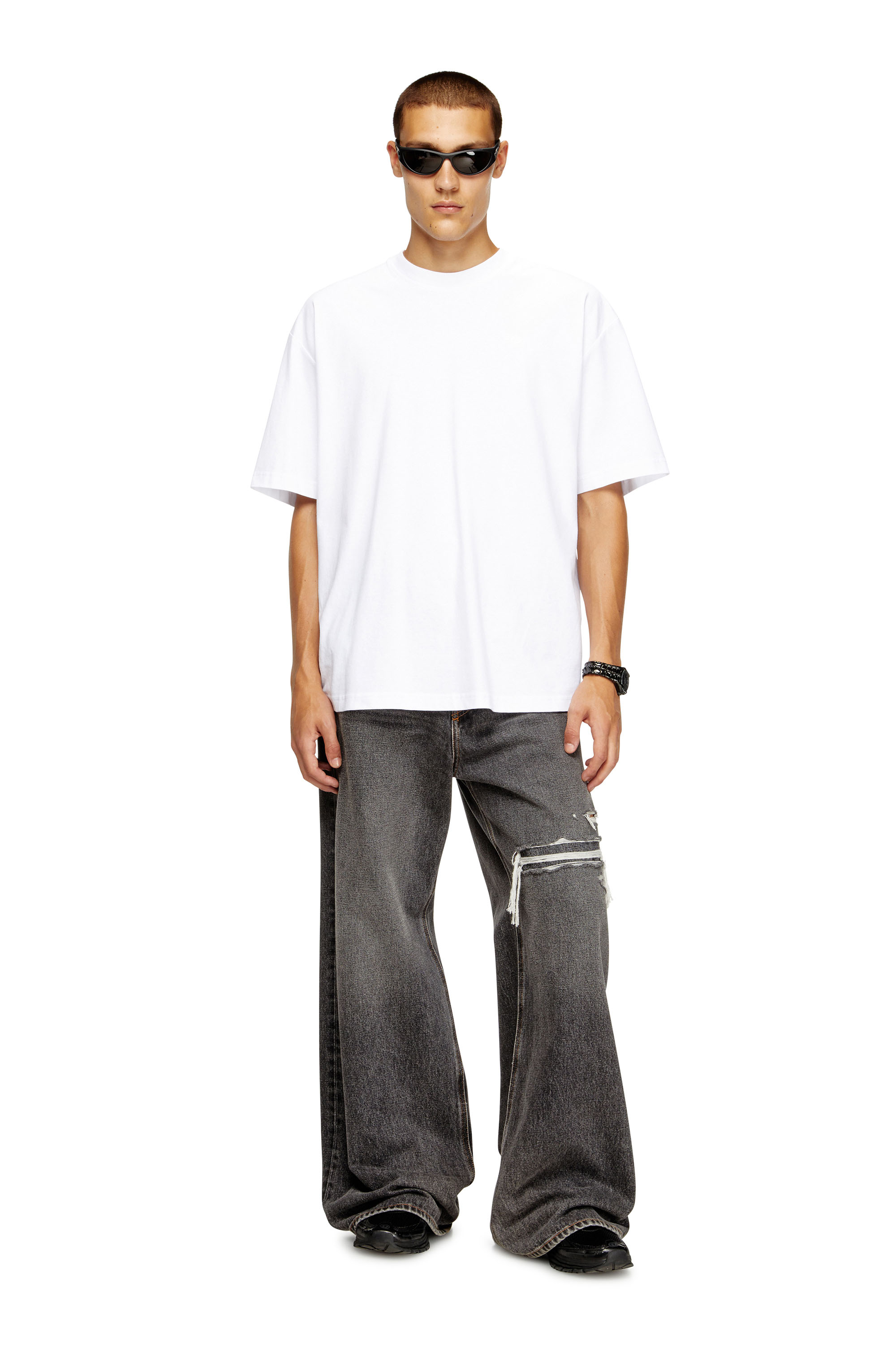 Diesel - T-BOGGY-MEGOVAL-D, Man's T-shirt with maxi oval D embroidery in White - 1