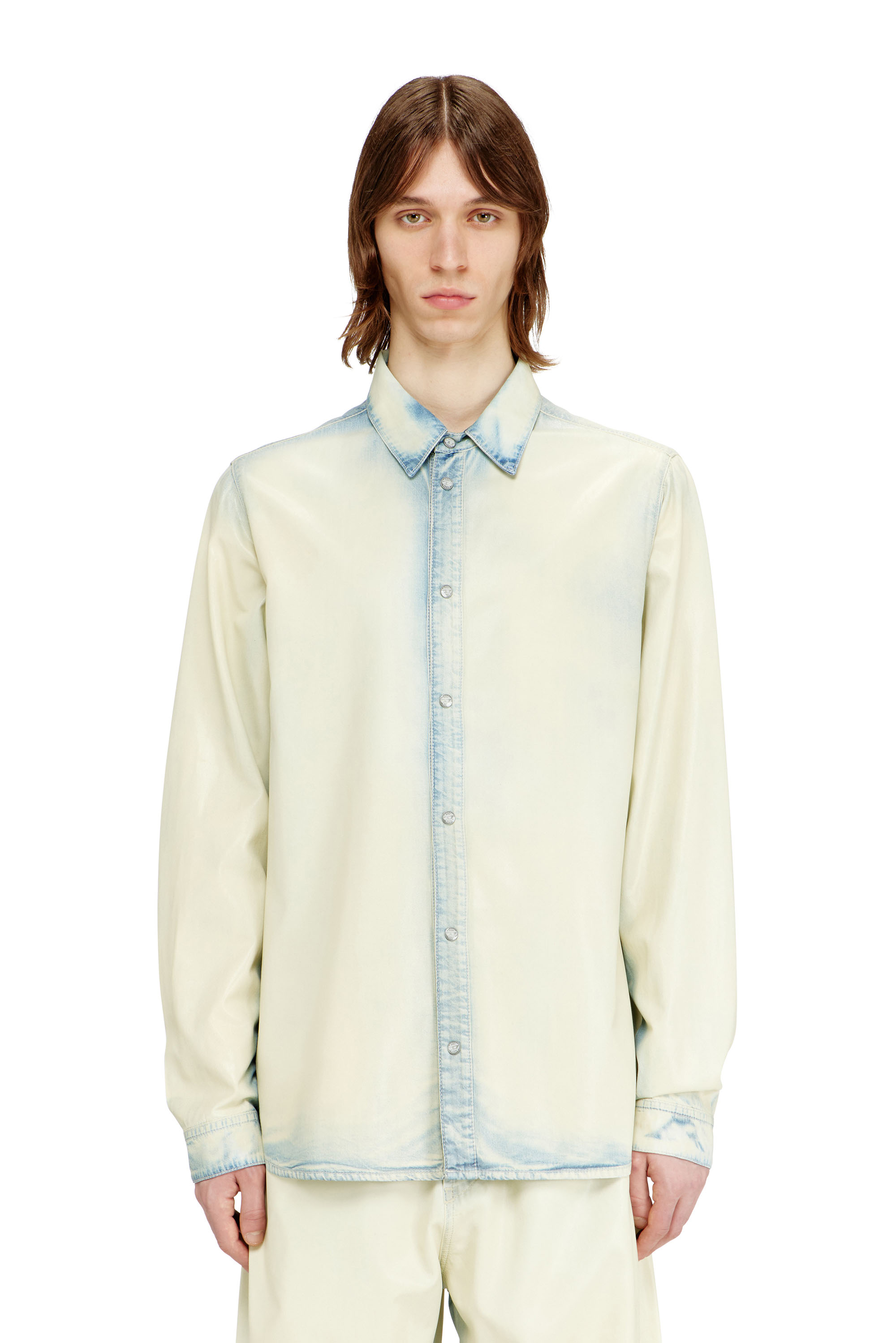 Diesel - D-SYNAR-FSI1, Man's Shirt in fluid X-Ray bleach denim in Light Blue - 3