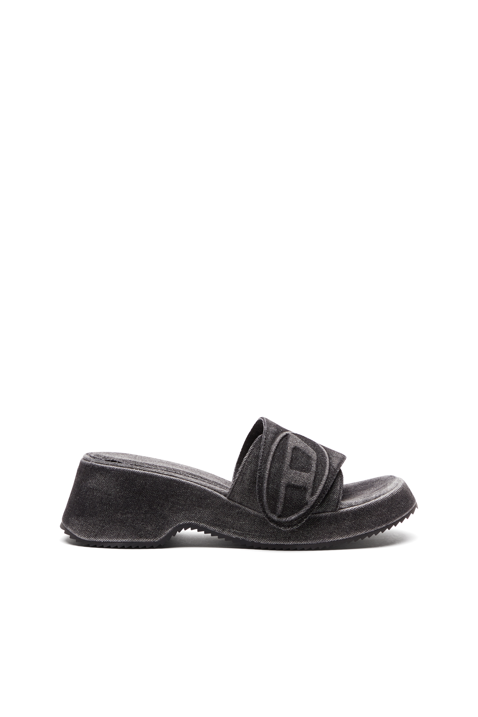 Diesel - SA-OVAL D PF W, Woman's Sa-Oval D-Denim slide sandals with Oval D strap in Black - 1