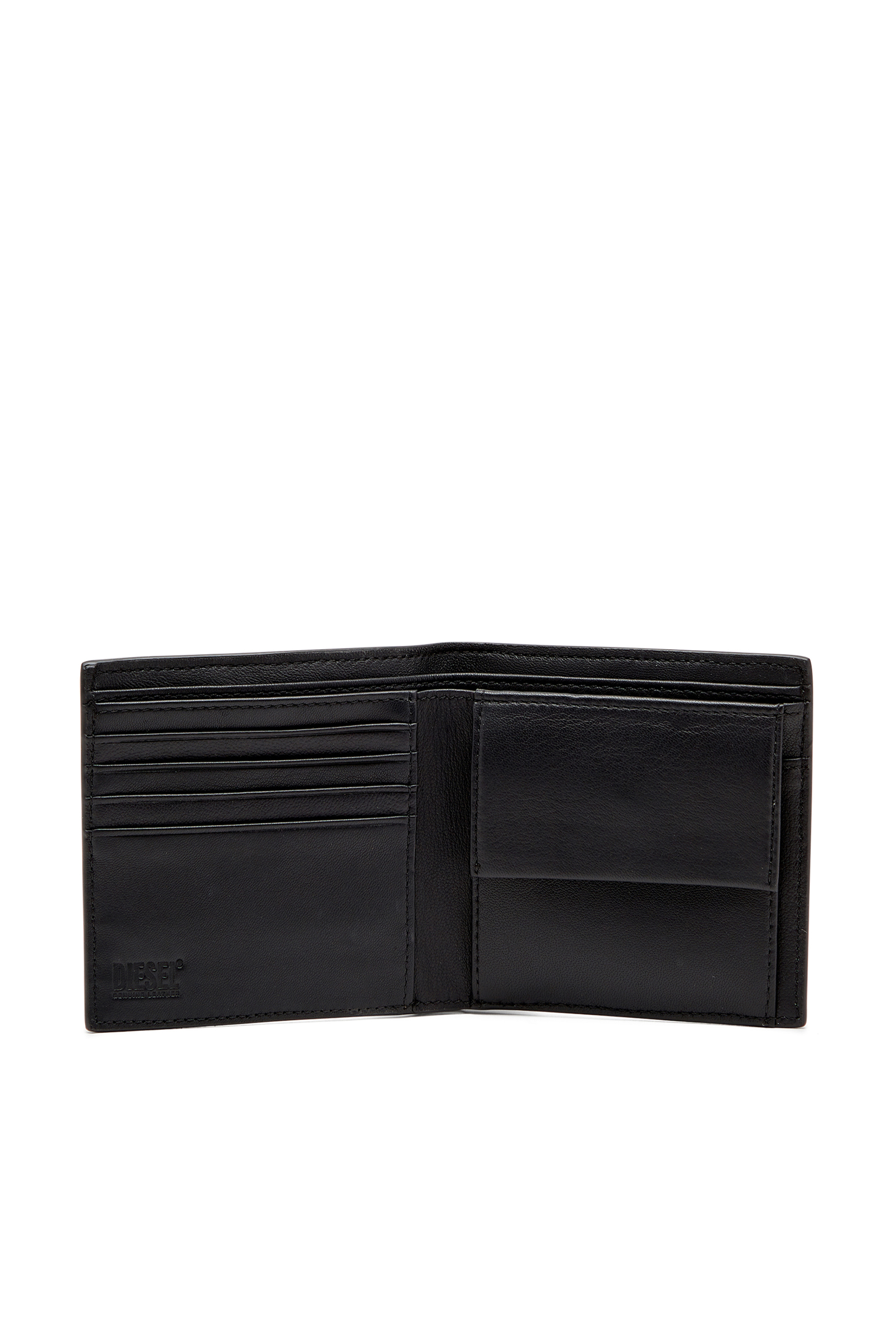 Diesel - RAVE BI-FOLD COIN S, Man's Nappa leather bi-fold wallet in Black - 3