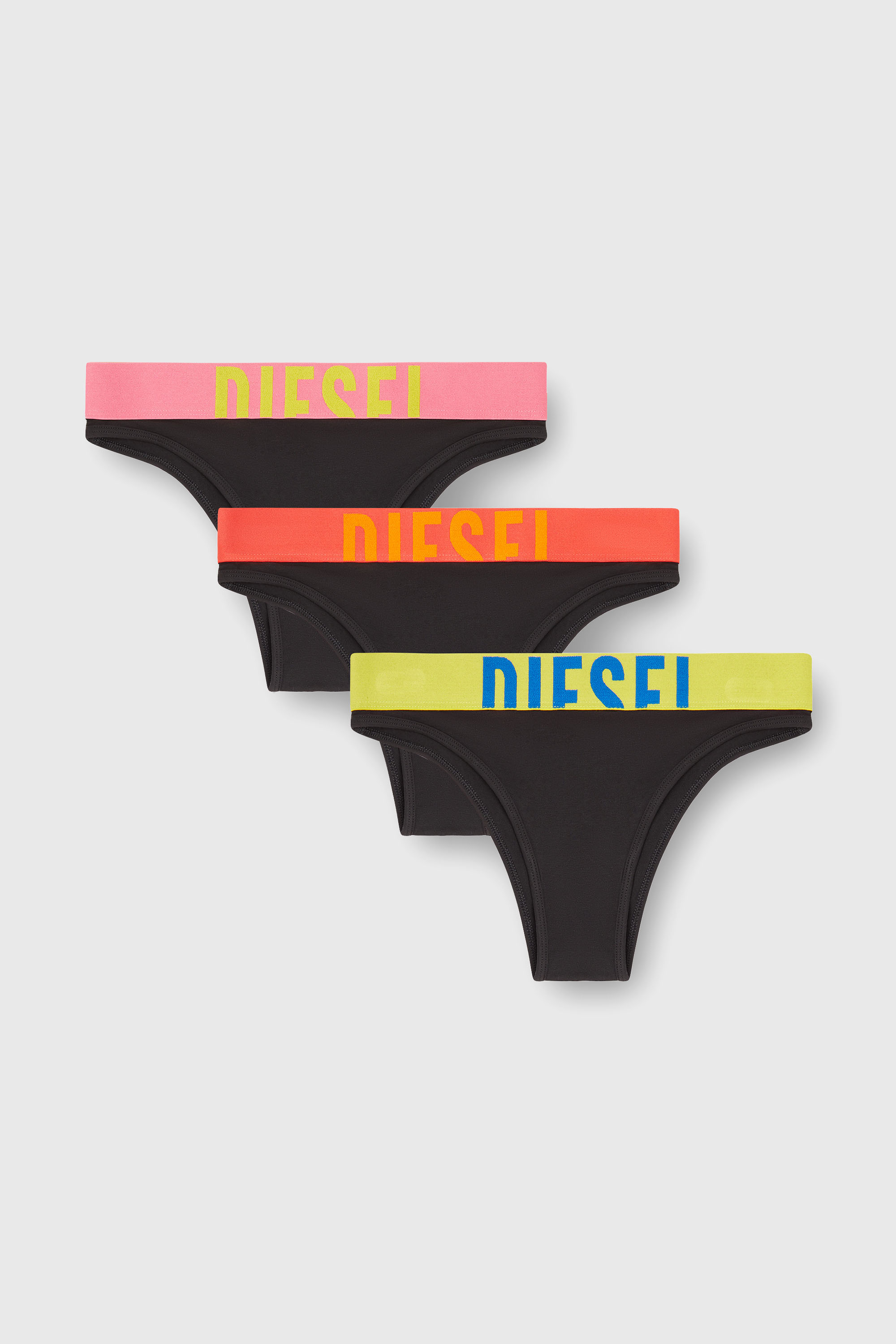 Diesel - FANNIE-D-POP-3PACK, Woman's 3-pack of panties with contrasting waistband in Black - 1