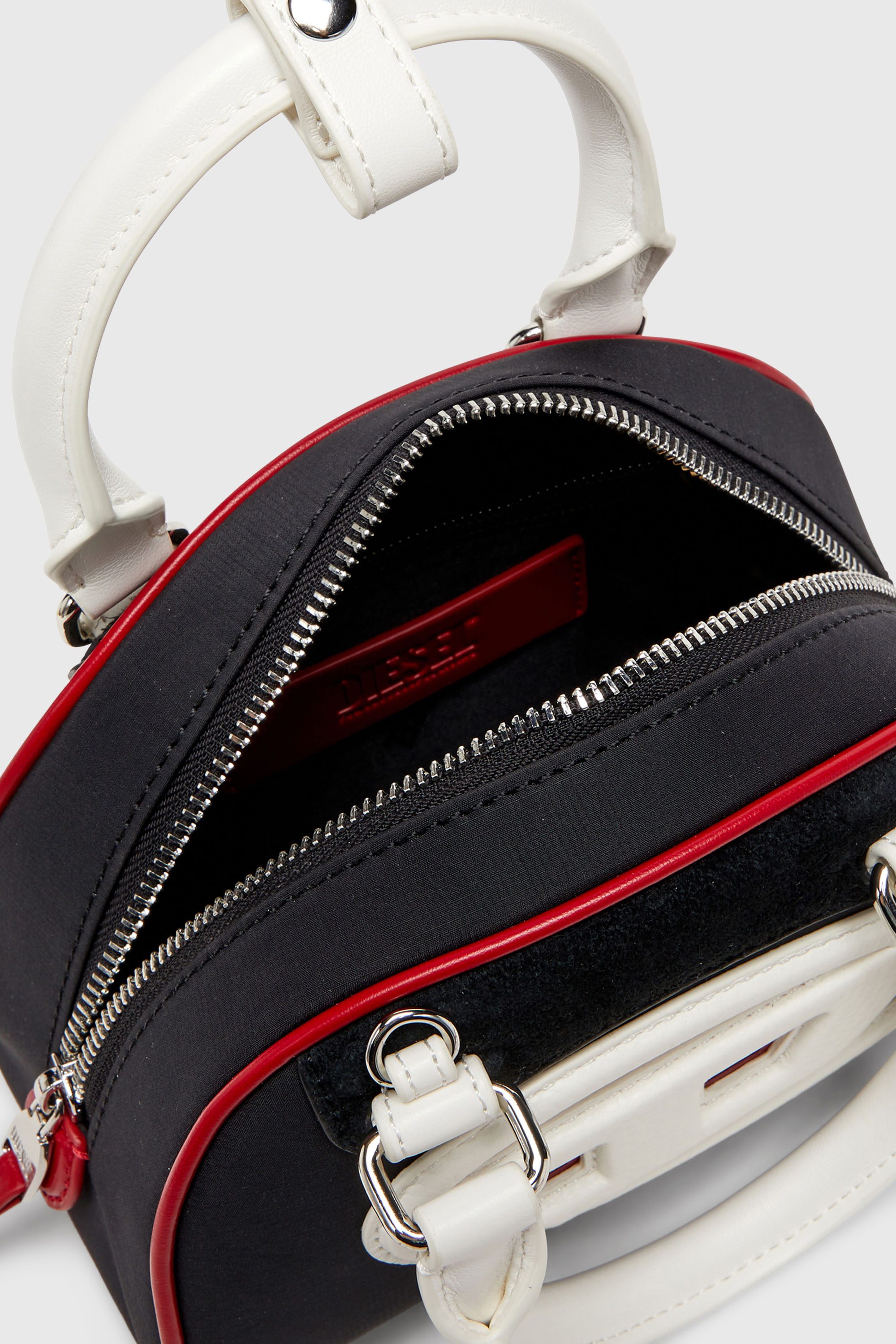 Diesel - 1DR DOME CROSSBODY, Woman's 1DR Dome-Colour-block small bowling bag in Black/White - 3
