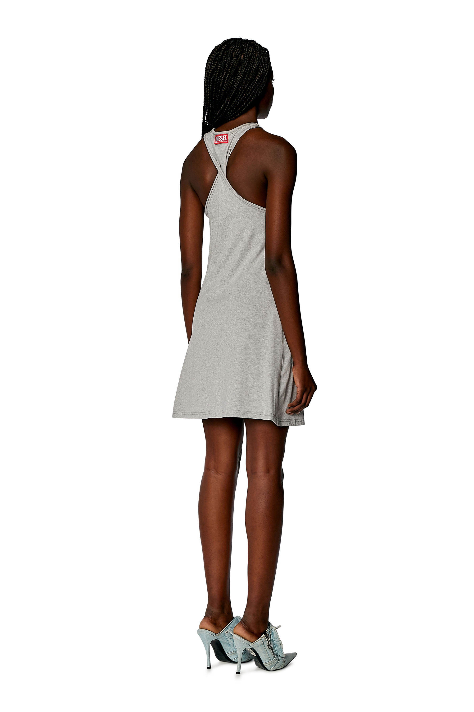 Diesel - D-ZELIE, Woman Short halterneck dress in printed jersey in Grey - Image 2