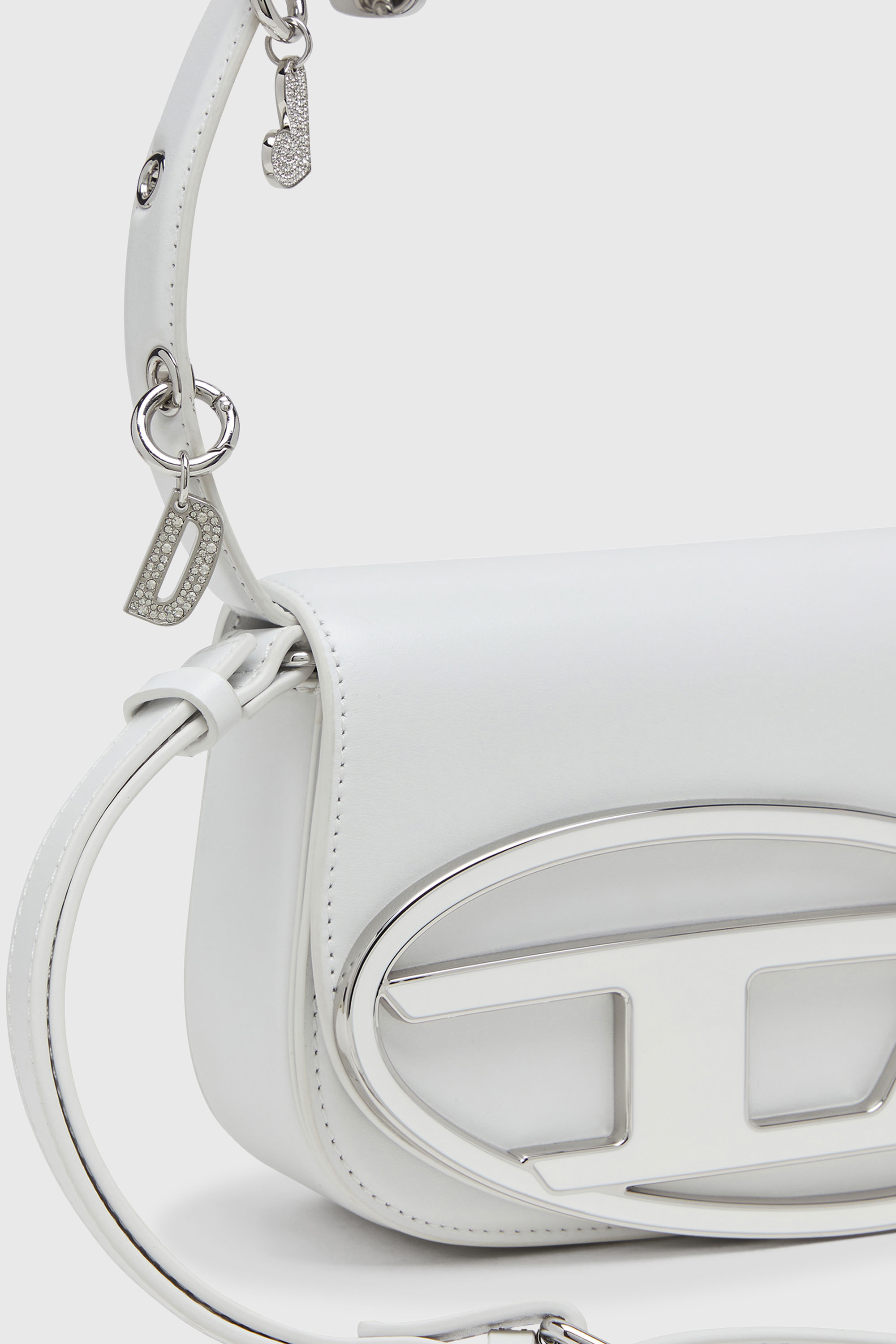 Diesel - 1DR, Woman's 1DR -Iconic shoulder bag in leather with handle charms in White - 5