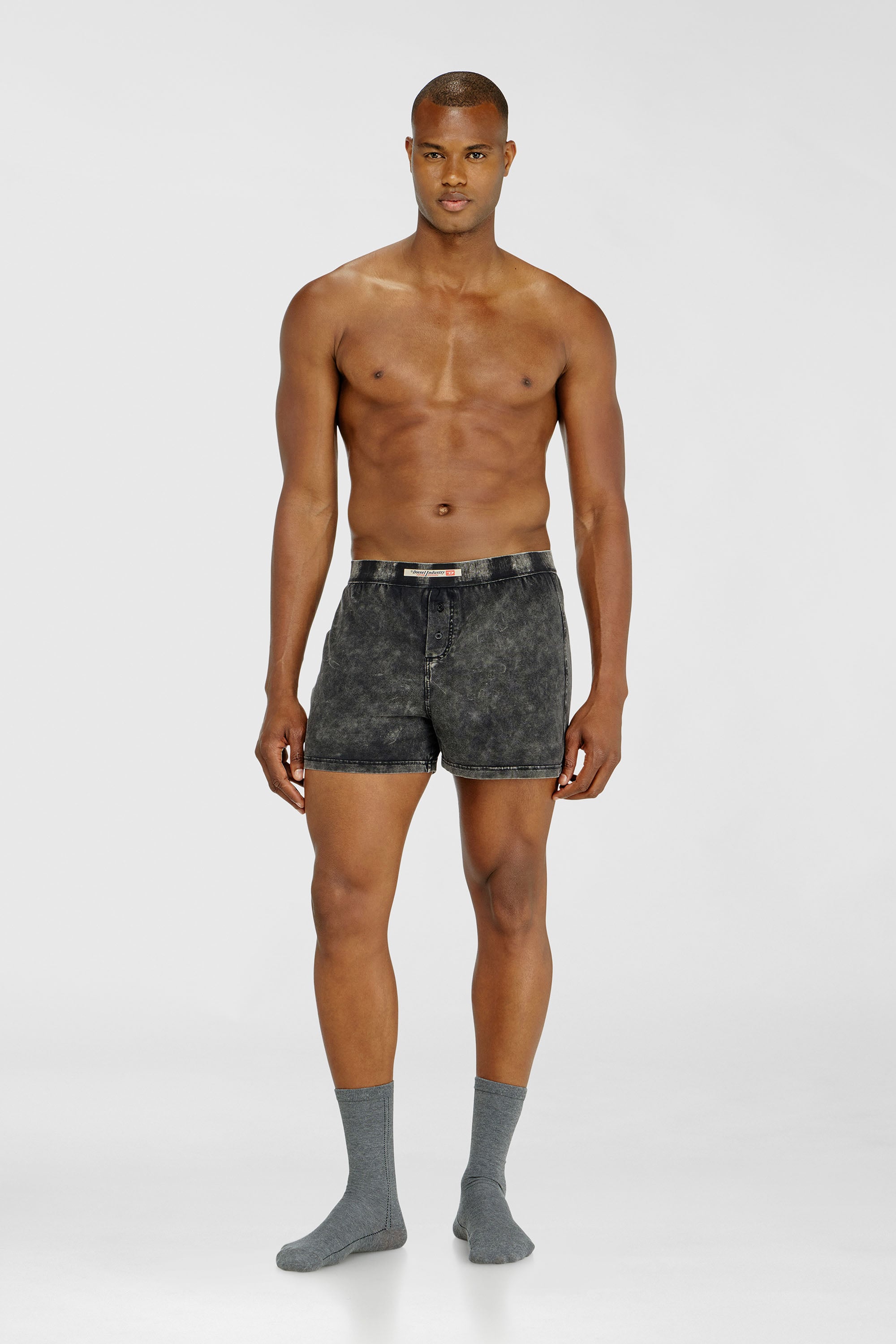 Diesel - STARPER-EL-DNM, Man's Boxers in cotton with denim effect in Dark grey - 1
