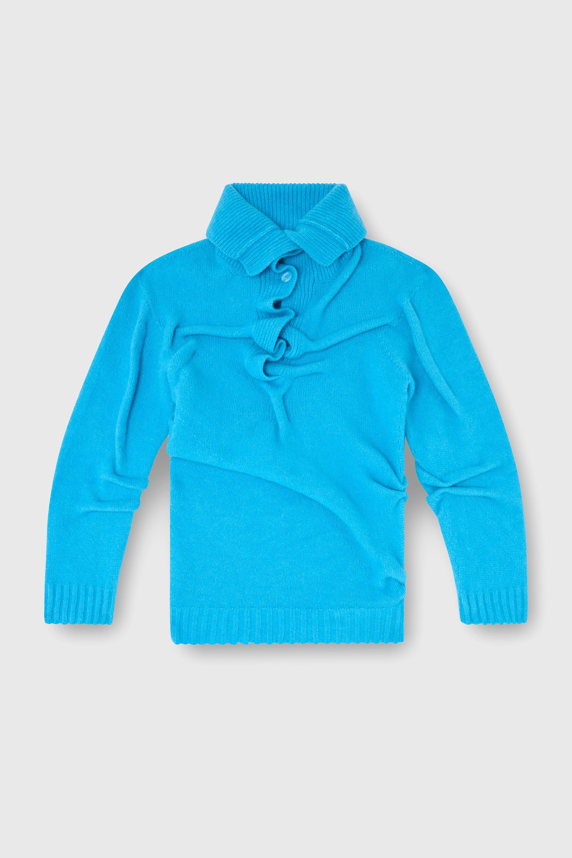 Diesel - M-AMARY, Woman's Button-neck jumper in wrinkled boiled knit in Azure - 2