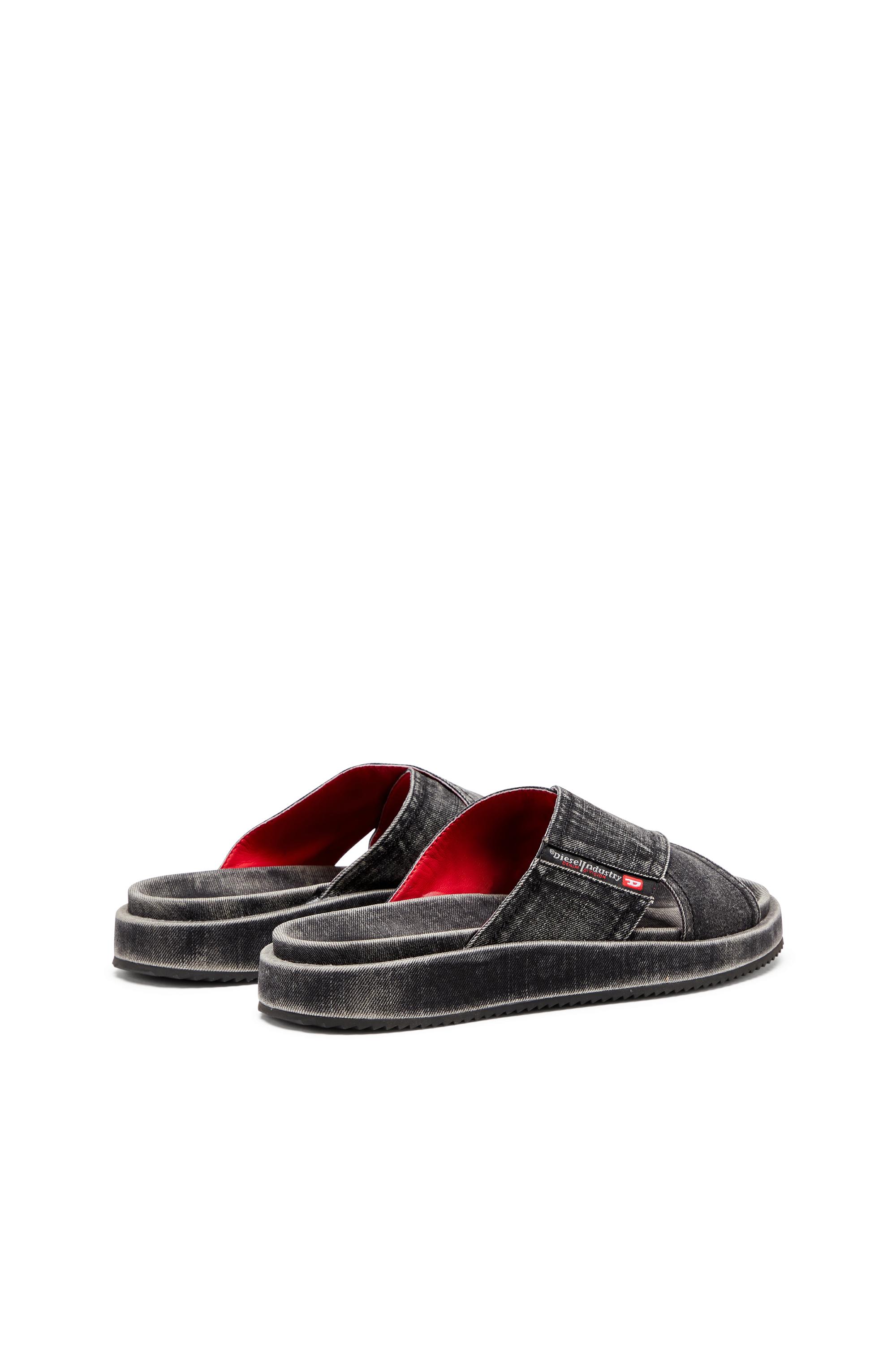 Diesel - SA-SLIDE CRIS CROS, Unisex's Sa-Slide-Denim slides with criss-cross straps in Black - 3