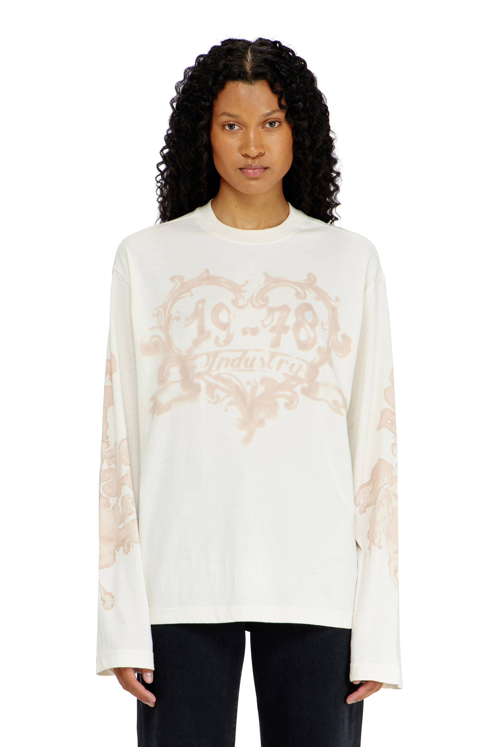Diesel - T-HILARY-LS-AA1, Woman's Cotton long-sleeve T-shirt with graphic print in null - 1