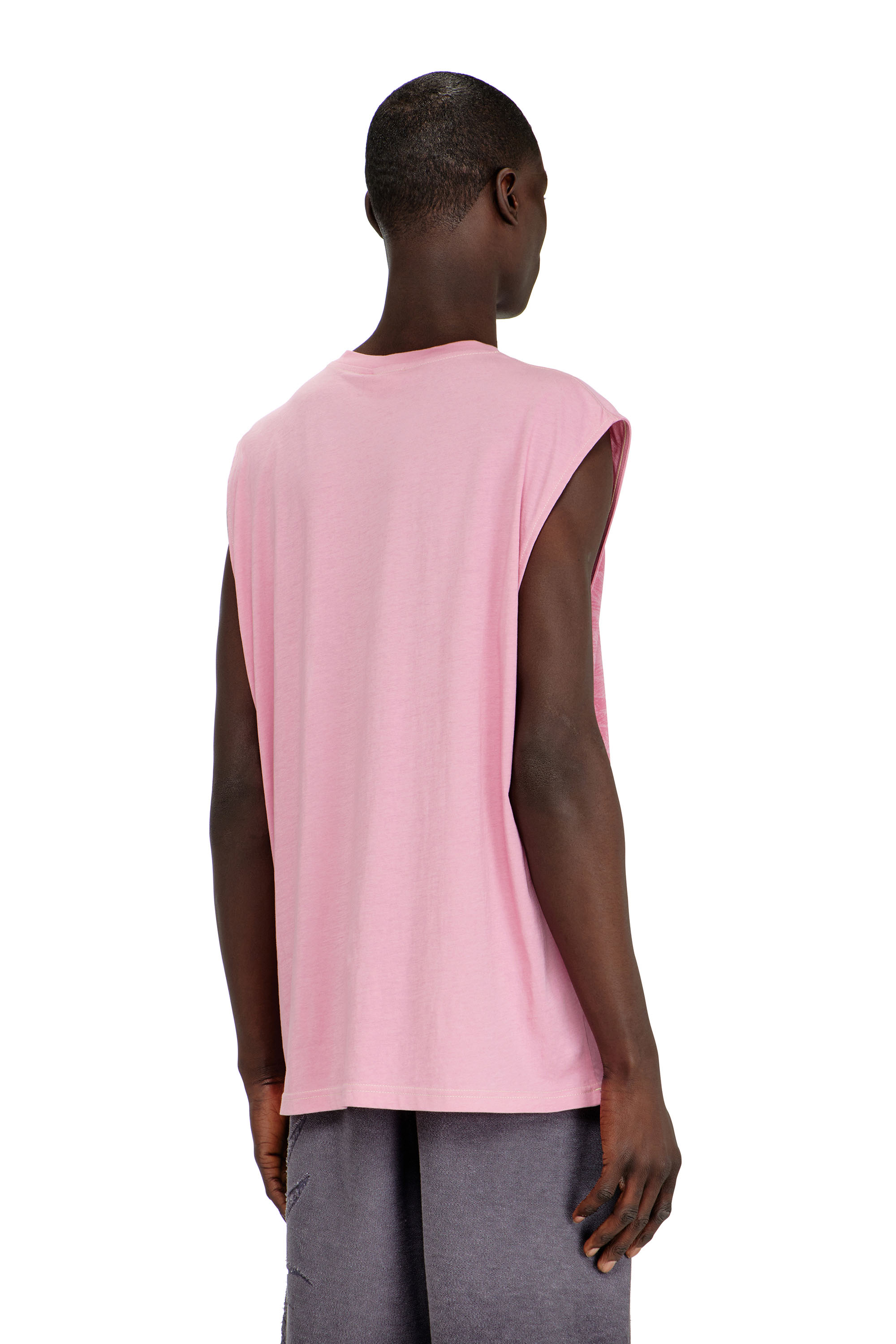 Diesel - T-BOXT-SL-NOTCH, Man's Sleeveless top in cotton with tonal graphic in Pink - 4