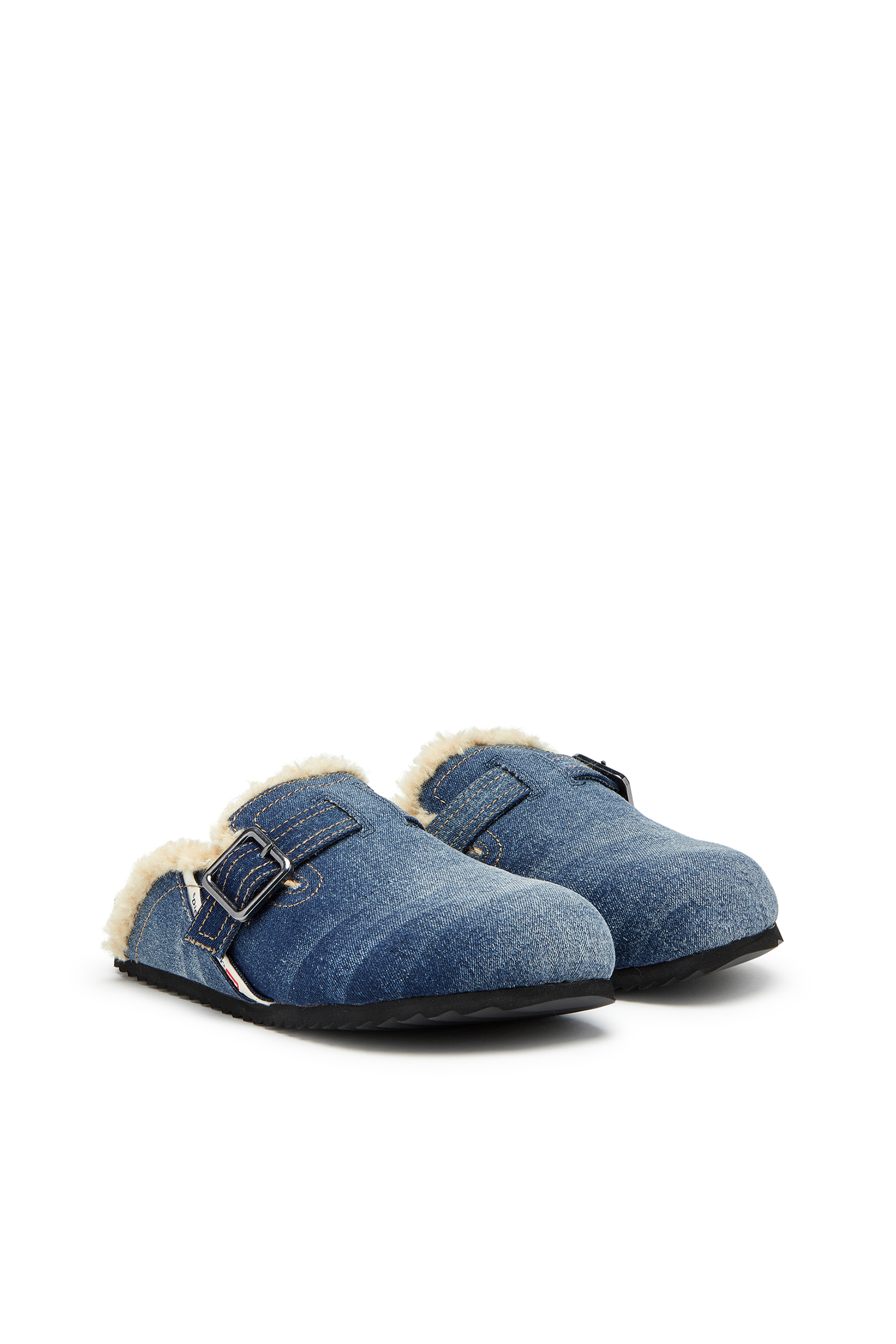 Diesel - D-WOODSTOCK X, Man's D-Woodstock-Denim mules with fluffy lining in Blue - 2