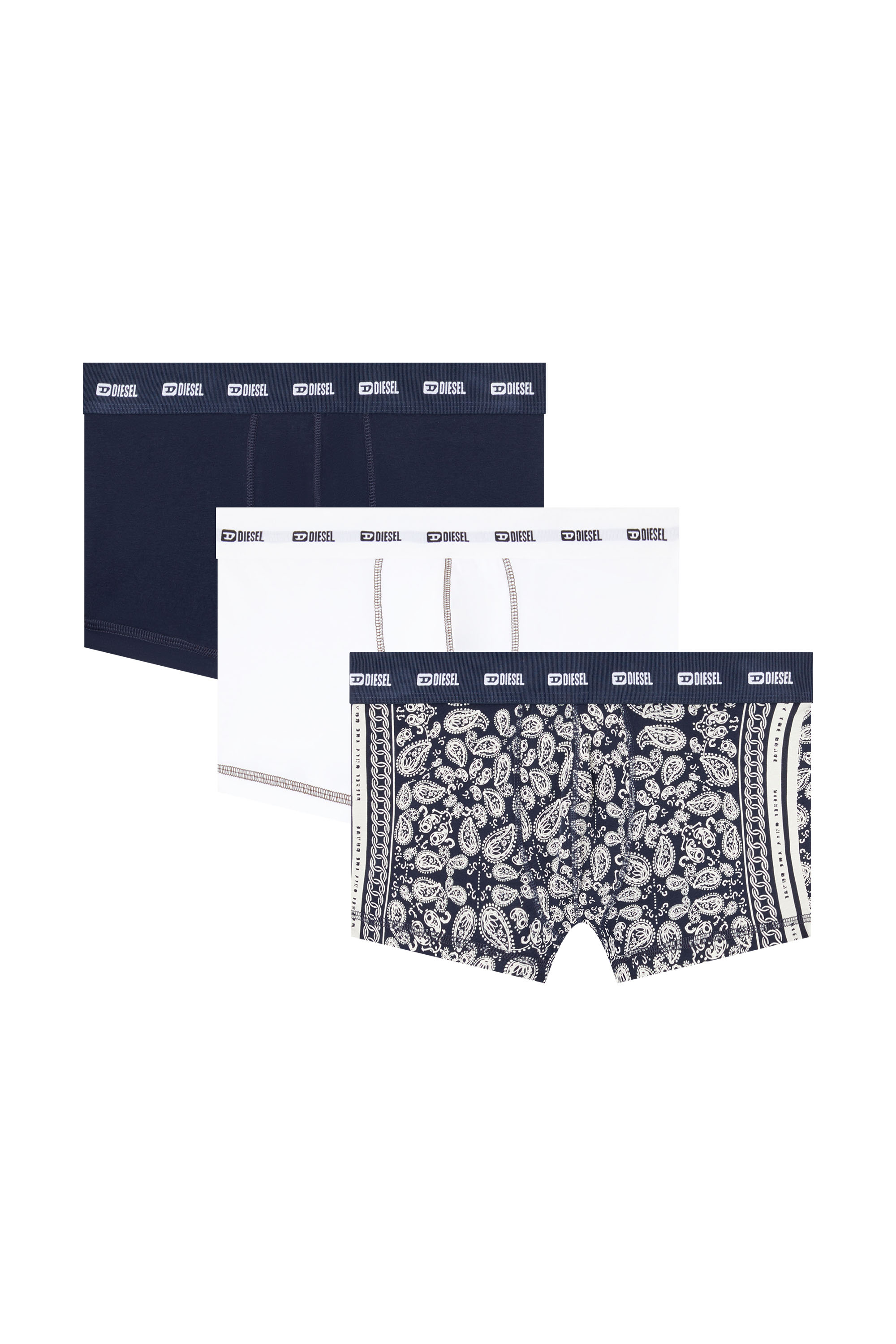 Diesel - DAMIEN-UTLT-3PACK, Man's 3-pack boxer briefs with Bandana print in Blue/White - 2