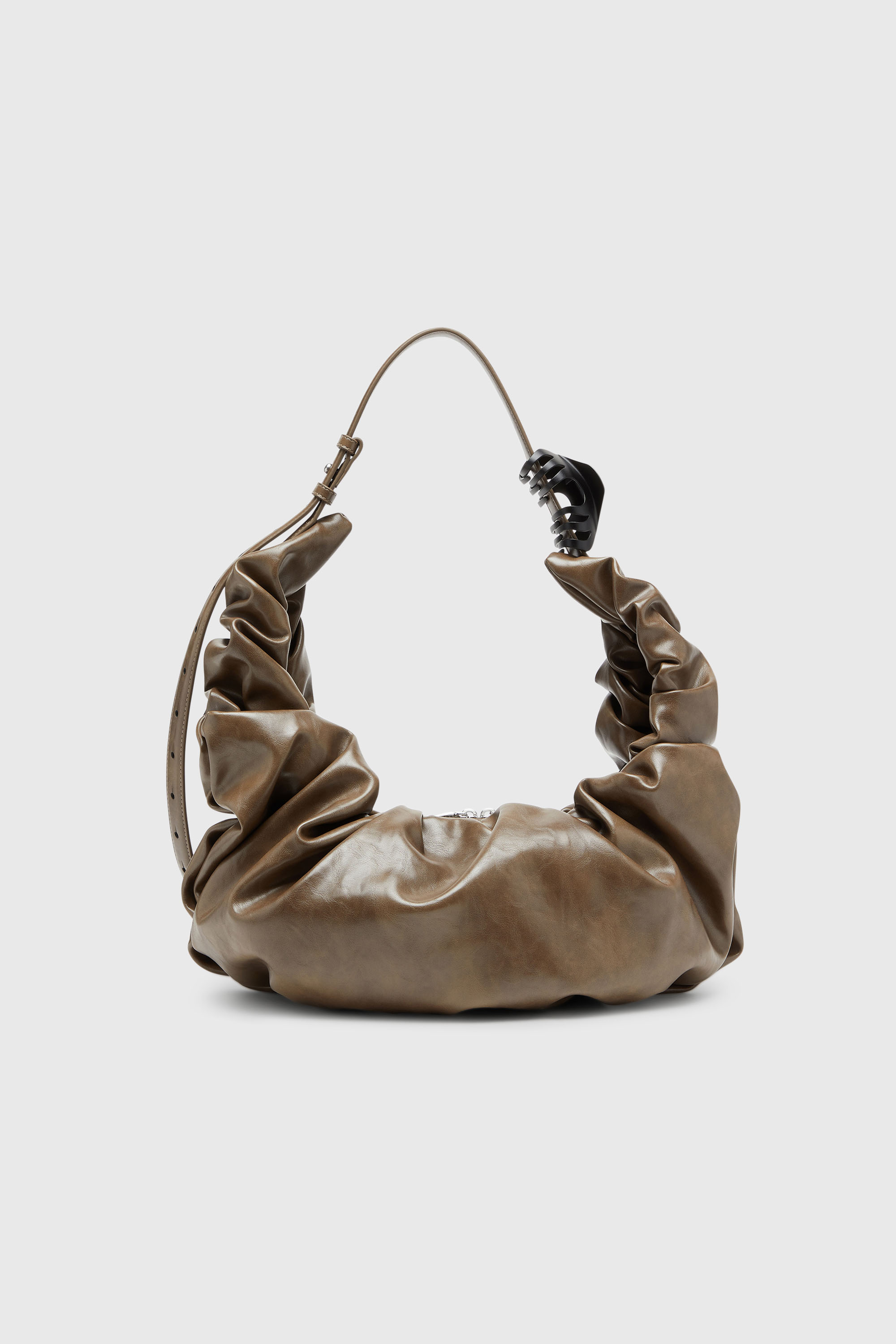 Diesel - GRAB-D HOBO L, Woman's Grab-D-Large scrunched hobo bag in Beige - 2