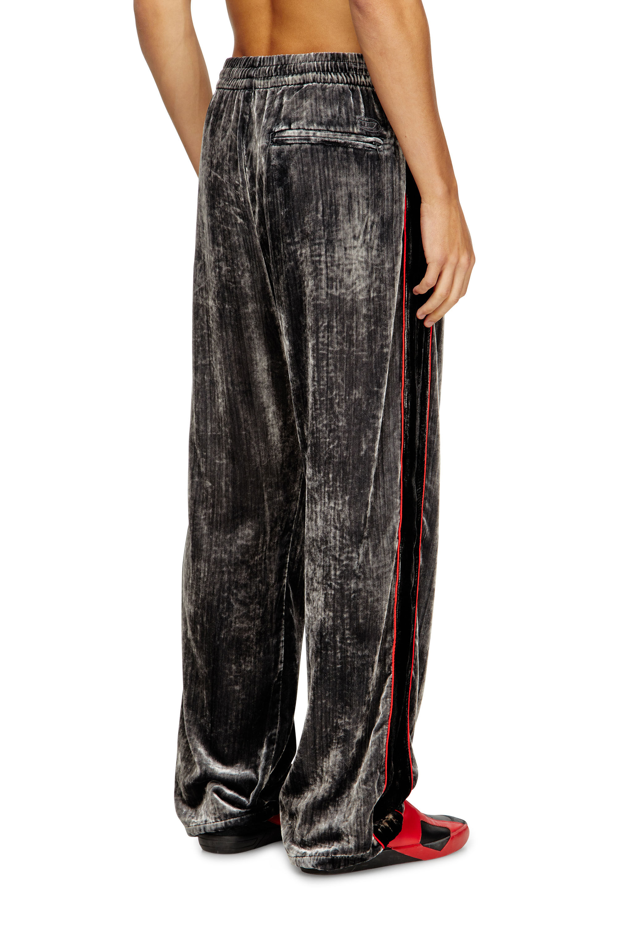 Diesel - P-HAY, Man's Track pants in treated velvet in Dark grey - 4