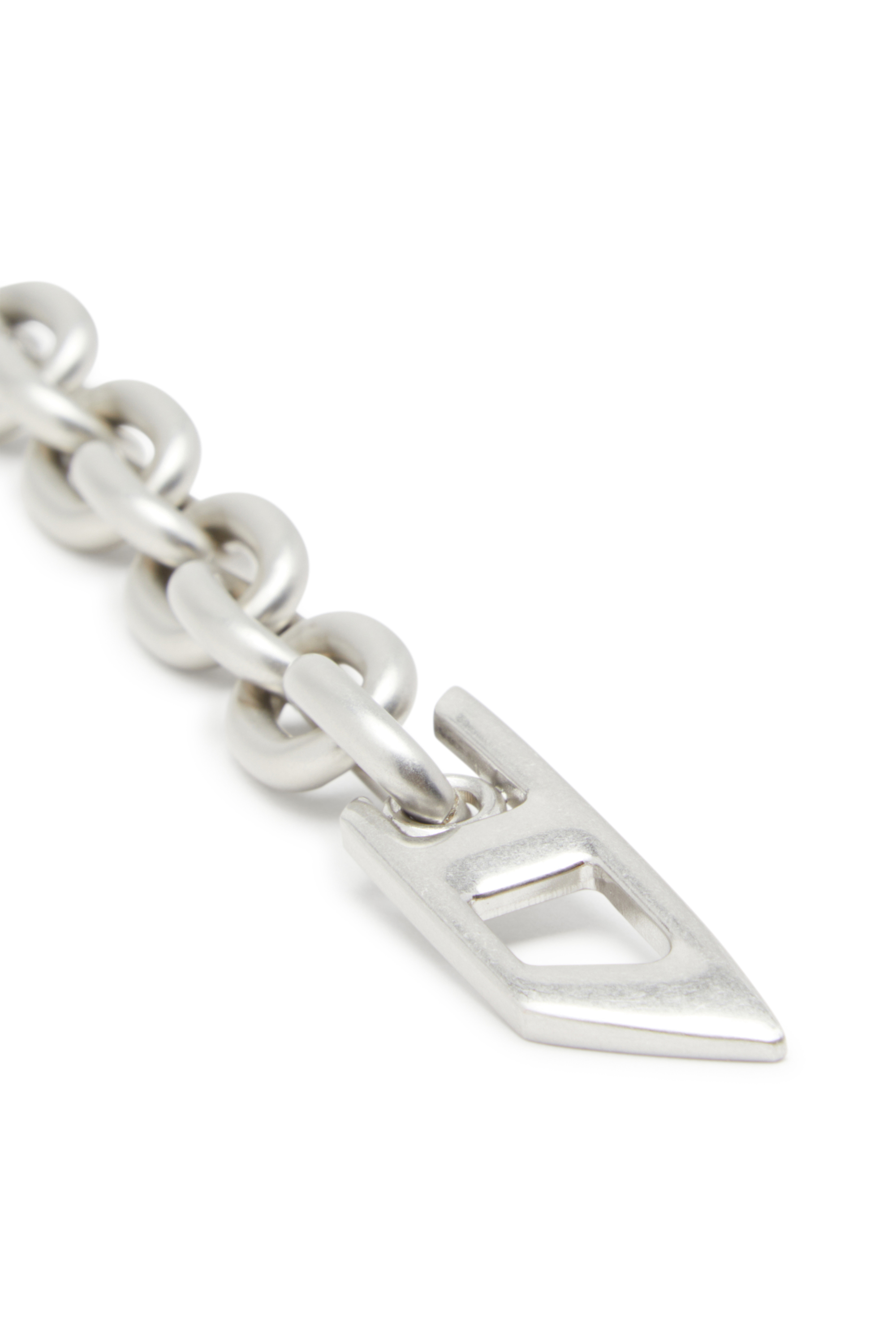 Diesel - B-CHARM CHAIN, Woman's 1cm chain belt with crystal logo charm in Silver - 3
