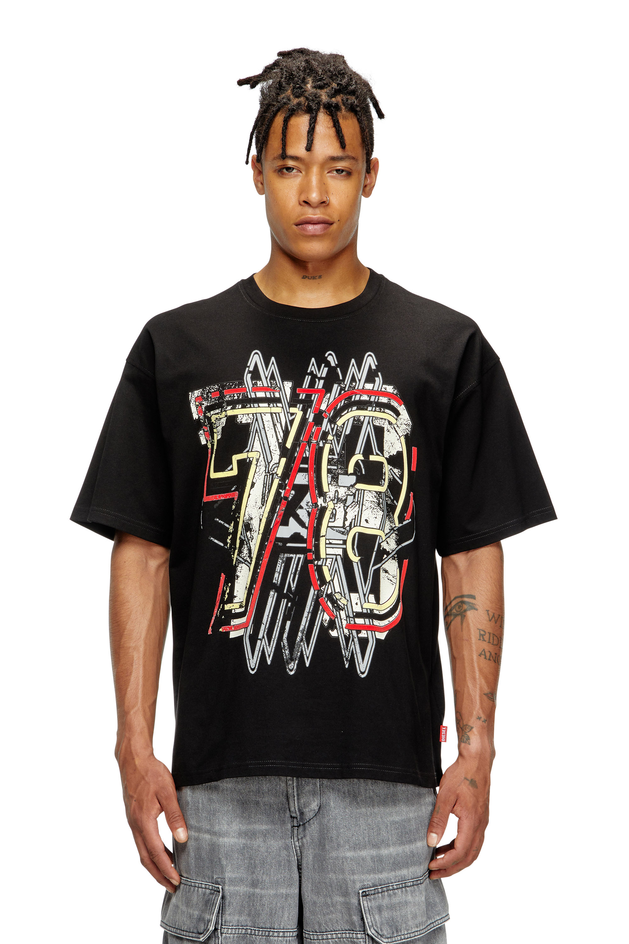 Diesel - T-BOXT-T8, Man's T-shirt with 78 print in Black - 3